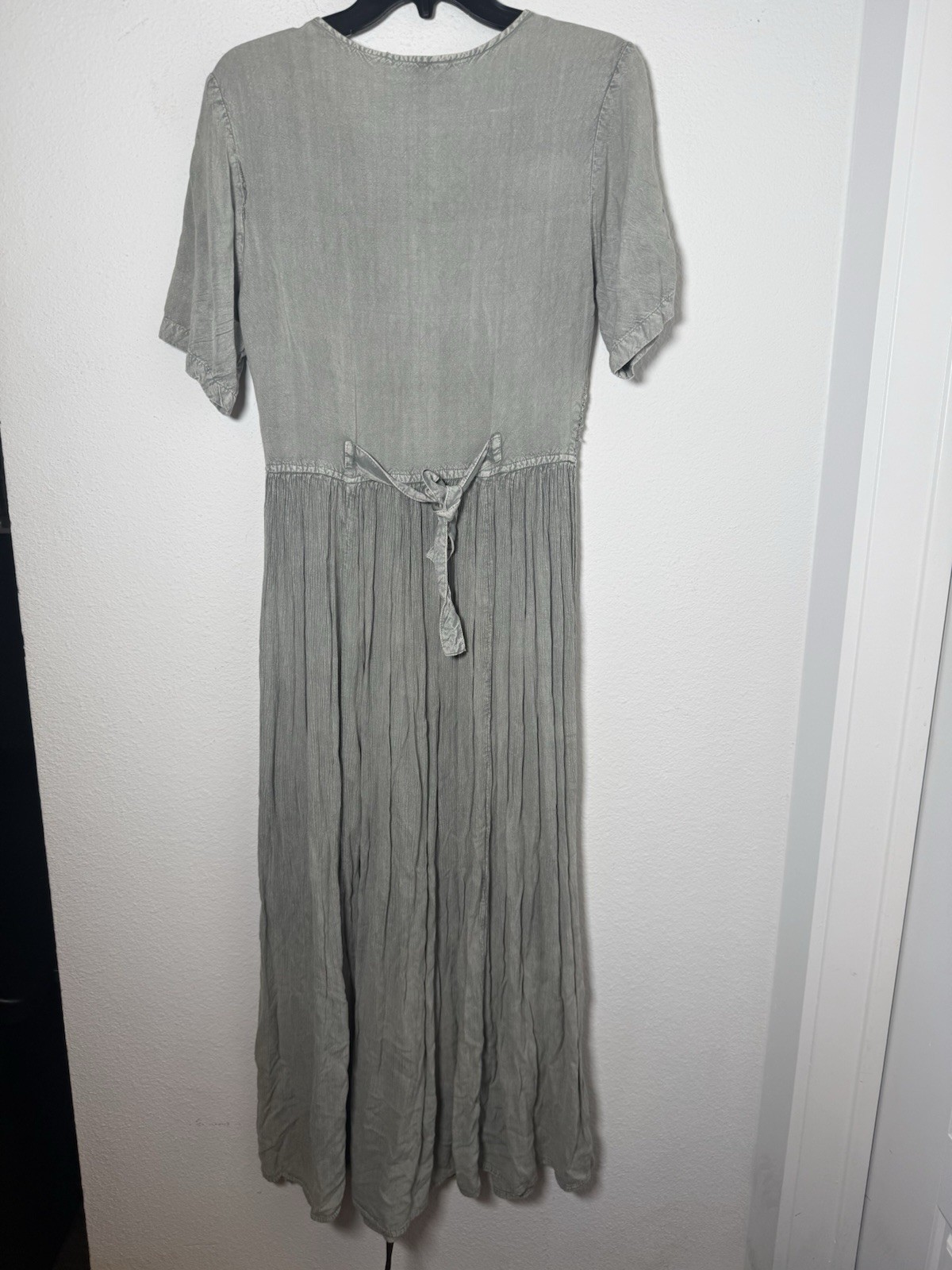 Vtg 90s Maxi Dress, Whismigoth, Grunge, Boho, Earthy Gray,Tie back, Select, Sz S