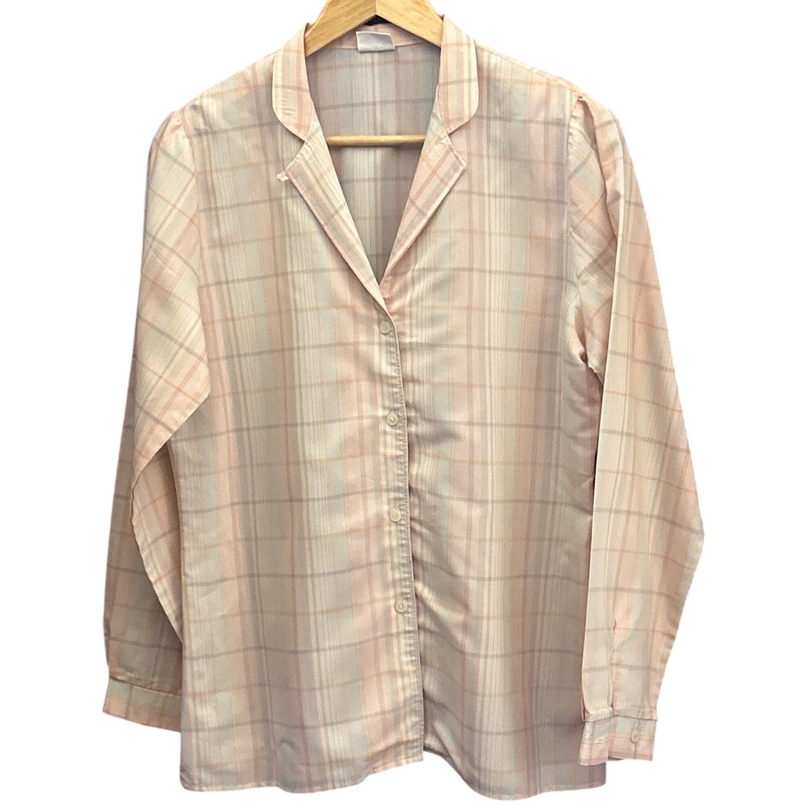 Vintage White Stag Plaid Button Up Blouse Grandmacore Cottagecore