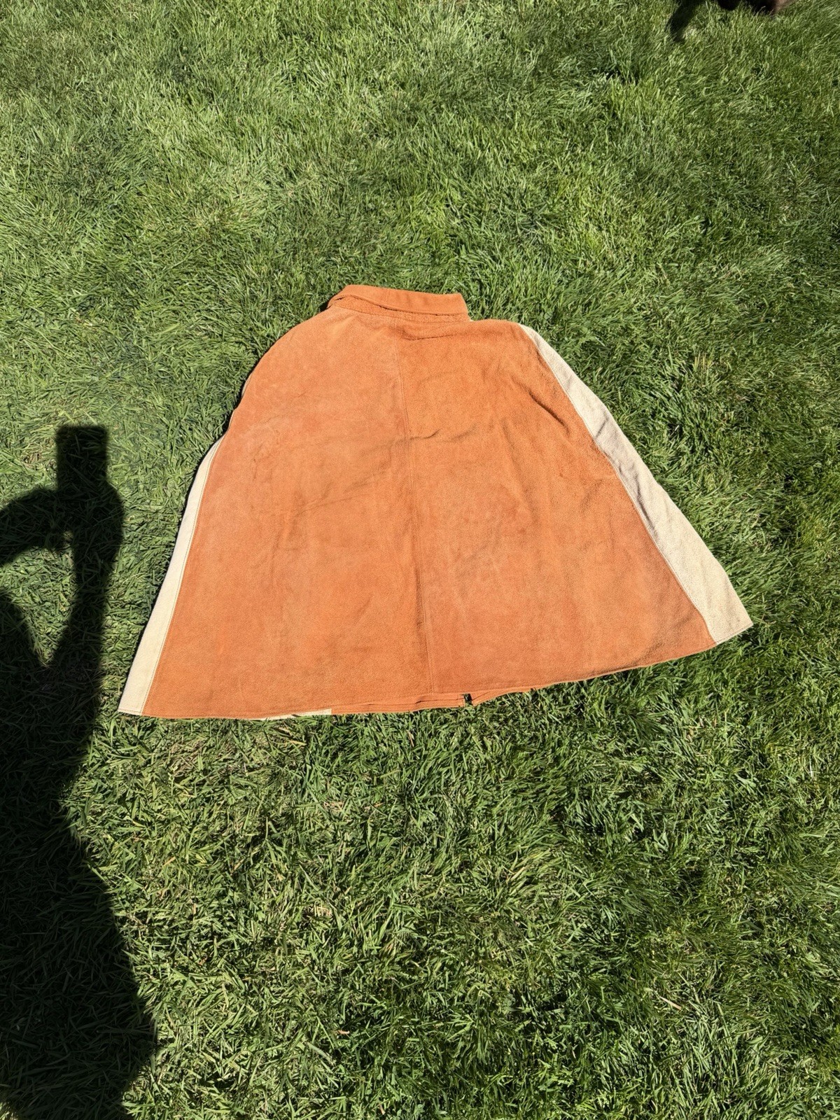 Vintage 60’s 70’S Suede Leather Cape Poncho Boho Hippie Floral Mexico’s preowned