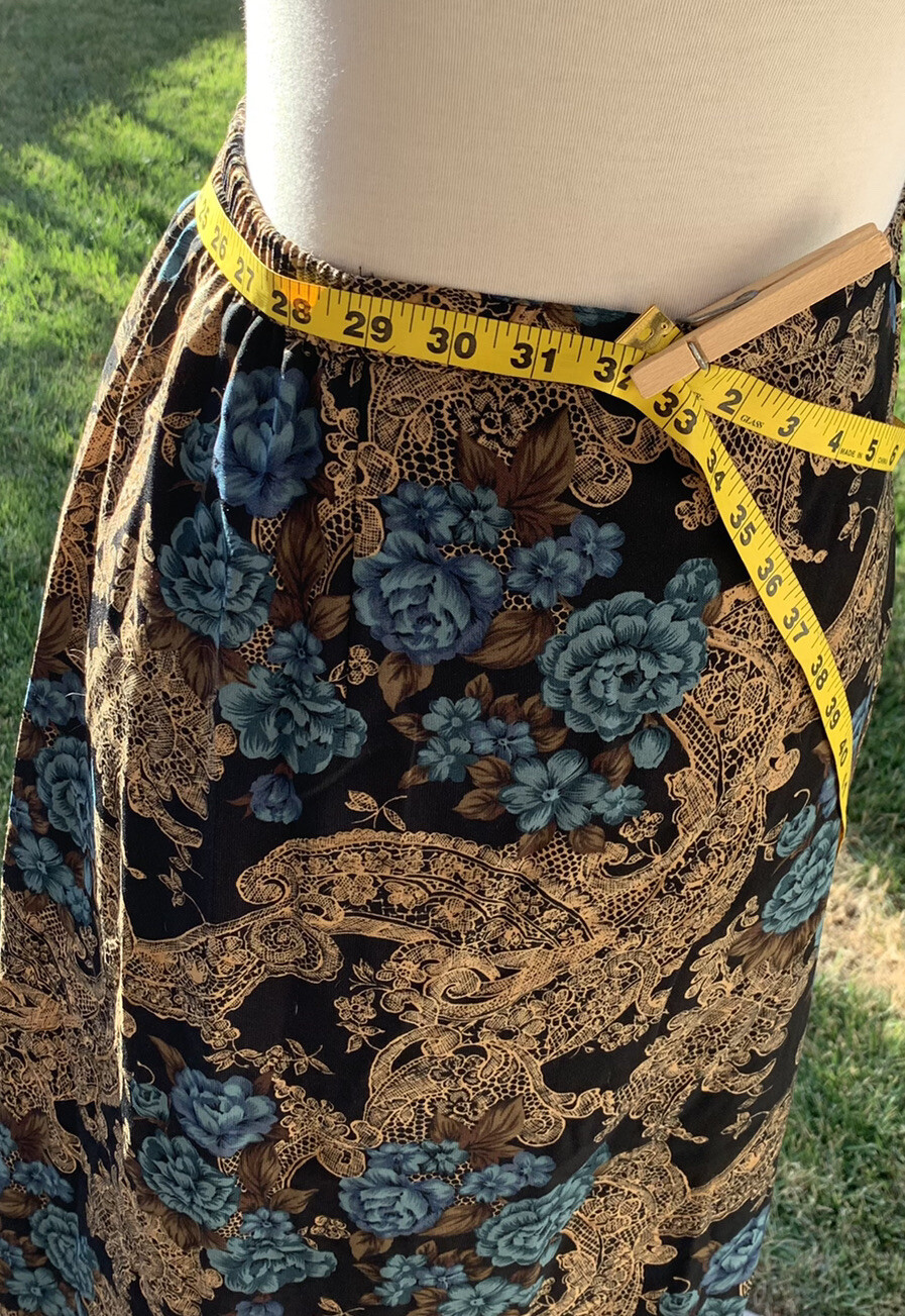 Skirt Vintage Laura Scott Maxi Skirt Plus Size:16Wide Brown Blue Print 1960’s