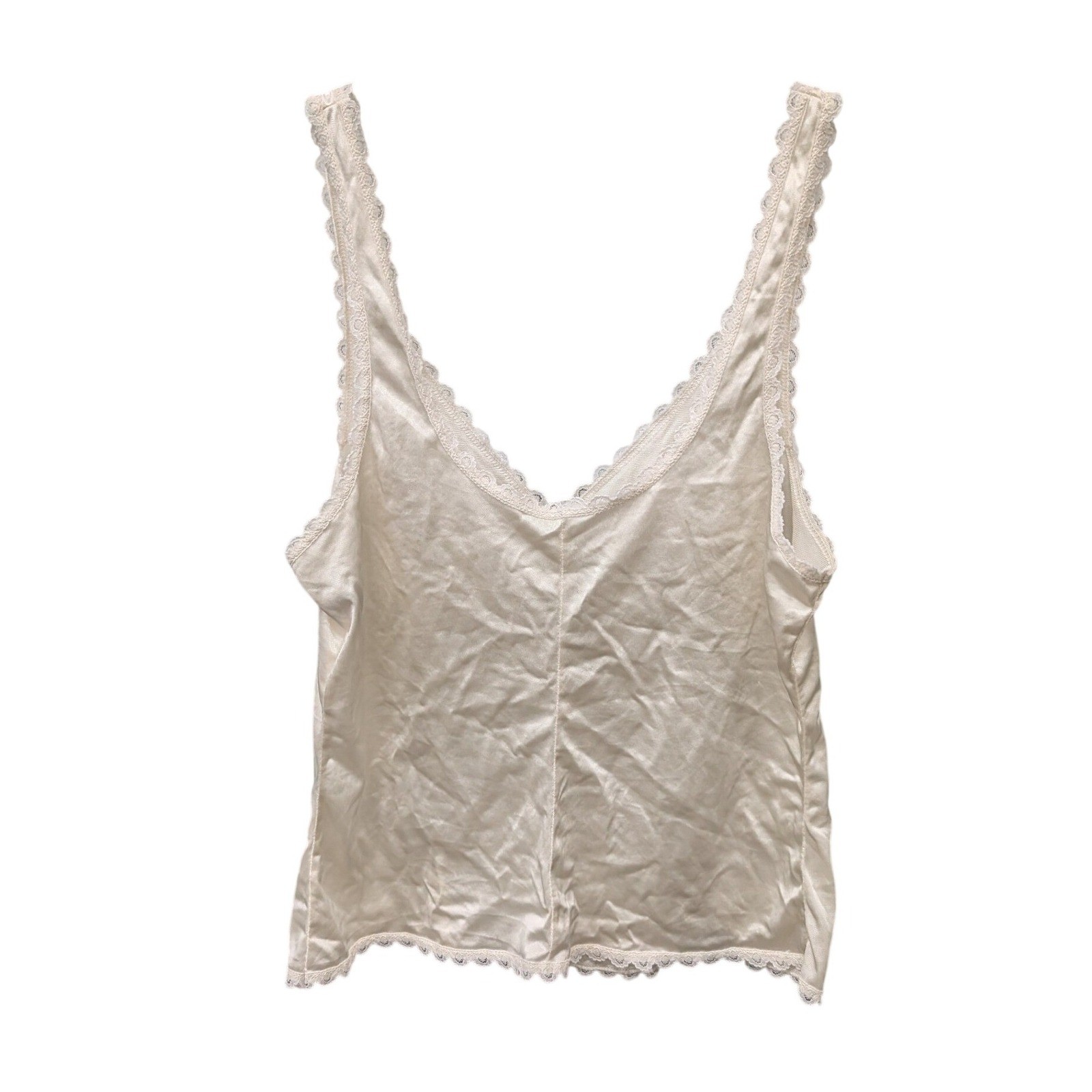 Vintage Warners Perfect Measure Cream Lace Trim Camisole Top Ivory- S