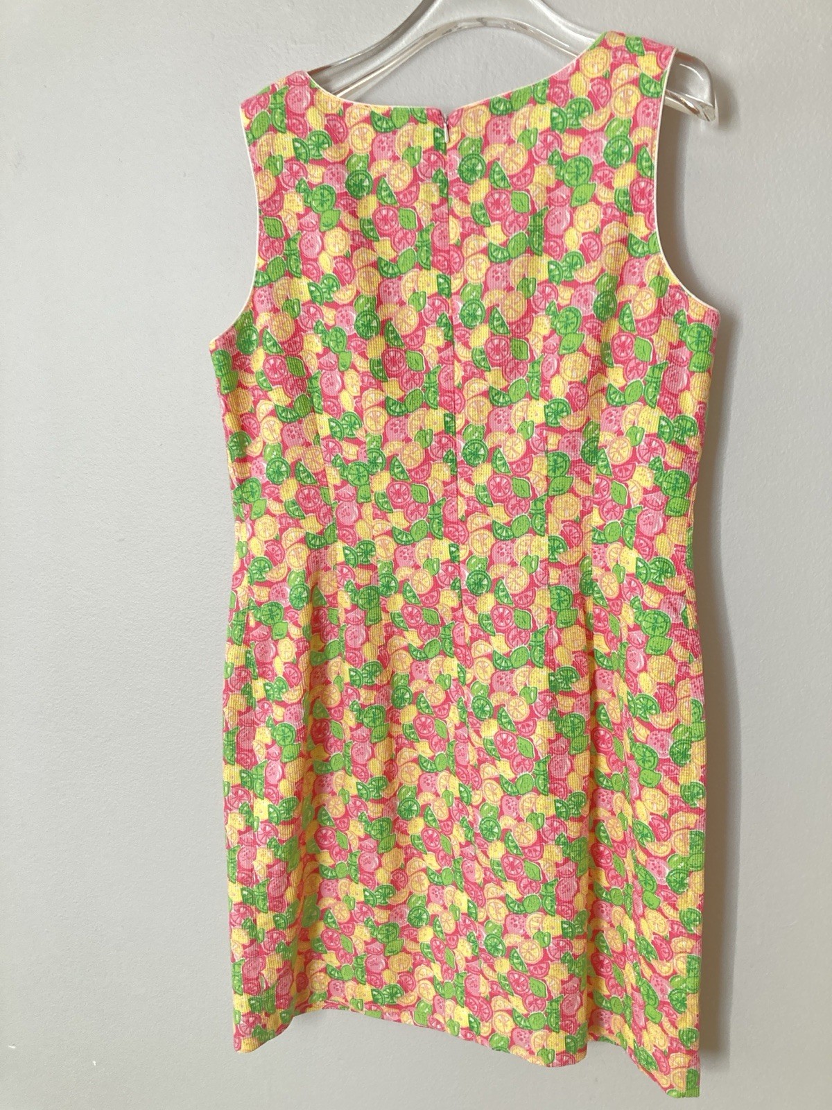 Vintage 90s Lilly Pulitzer Jucy Lucy Dress Size 12 Pink Green Yellow Citrus