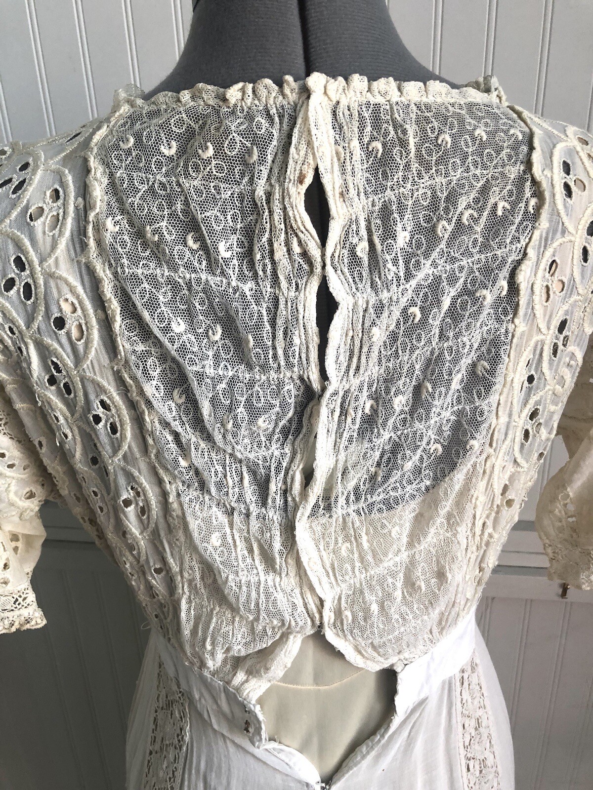 Ivory Edwardian Cotton Mixed Lace Lingerie Day Dress