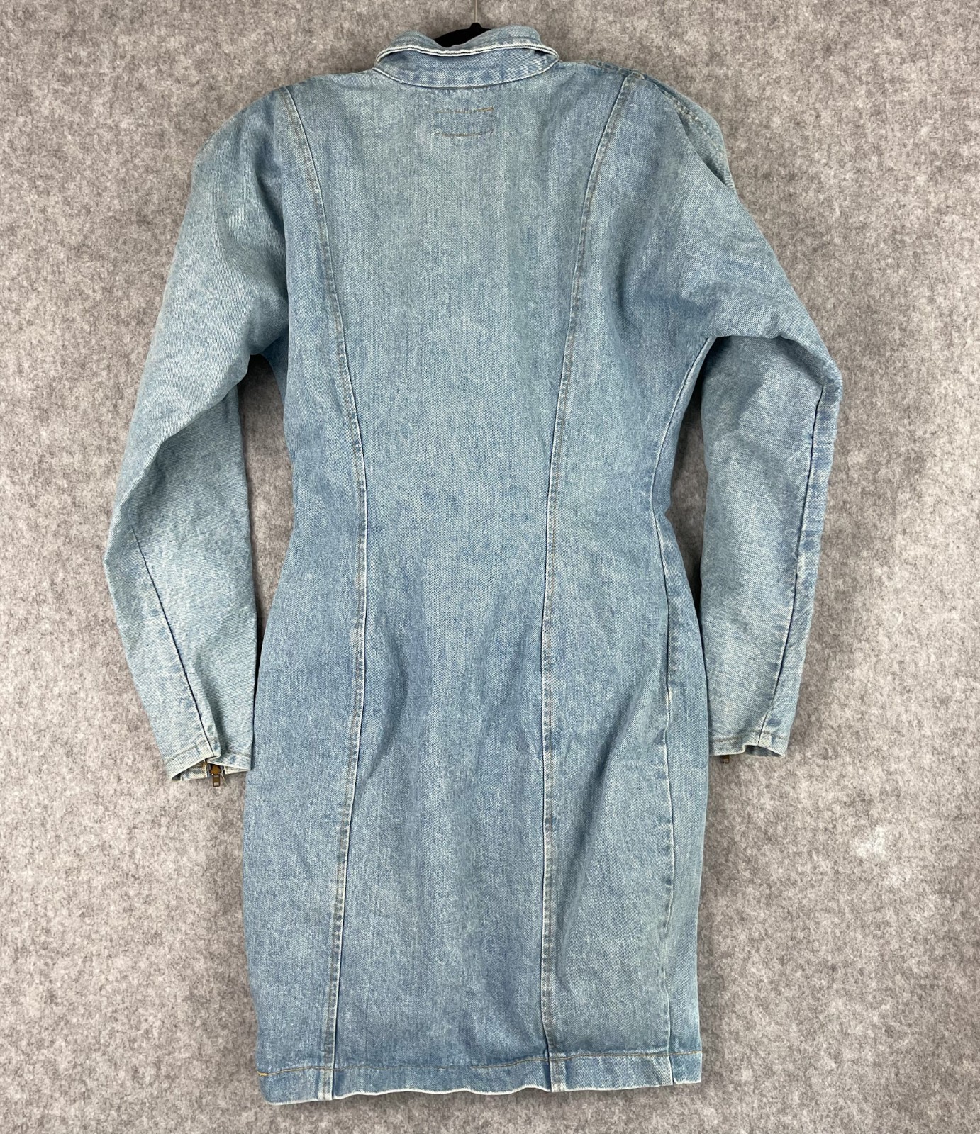Vintage 80s Paris Blues Dress Womens 9 Denim Zipper Asymmetrical Stone Wash USA