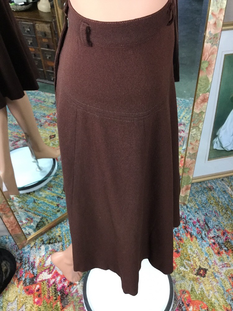 Vintage 1960’s Barry Ashley Brown Wool Skirt Waist 24” A Line Knee Length Sz 4