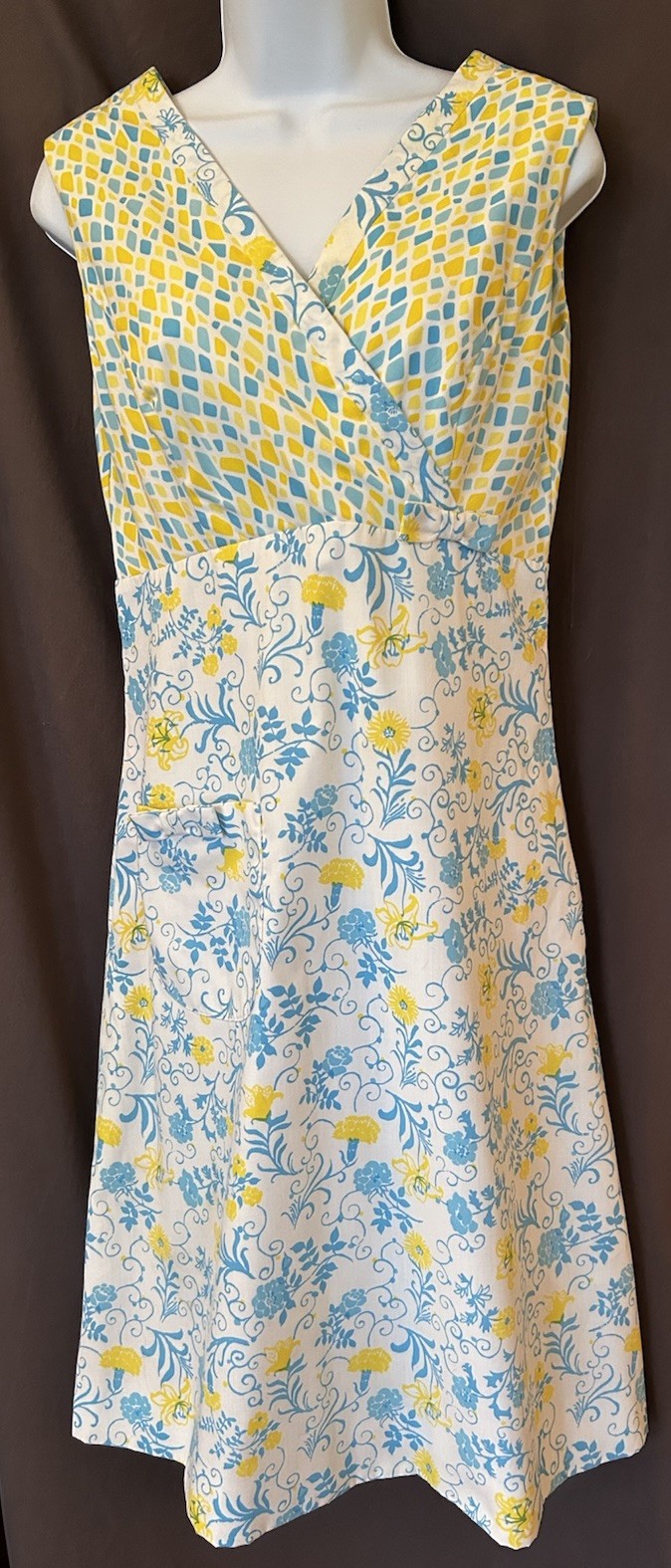 VTG 60s The Lilly Pulitzer Blue Yellow Floral Sleeveless Midi Shift Dress SZ 6