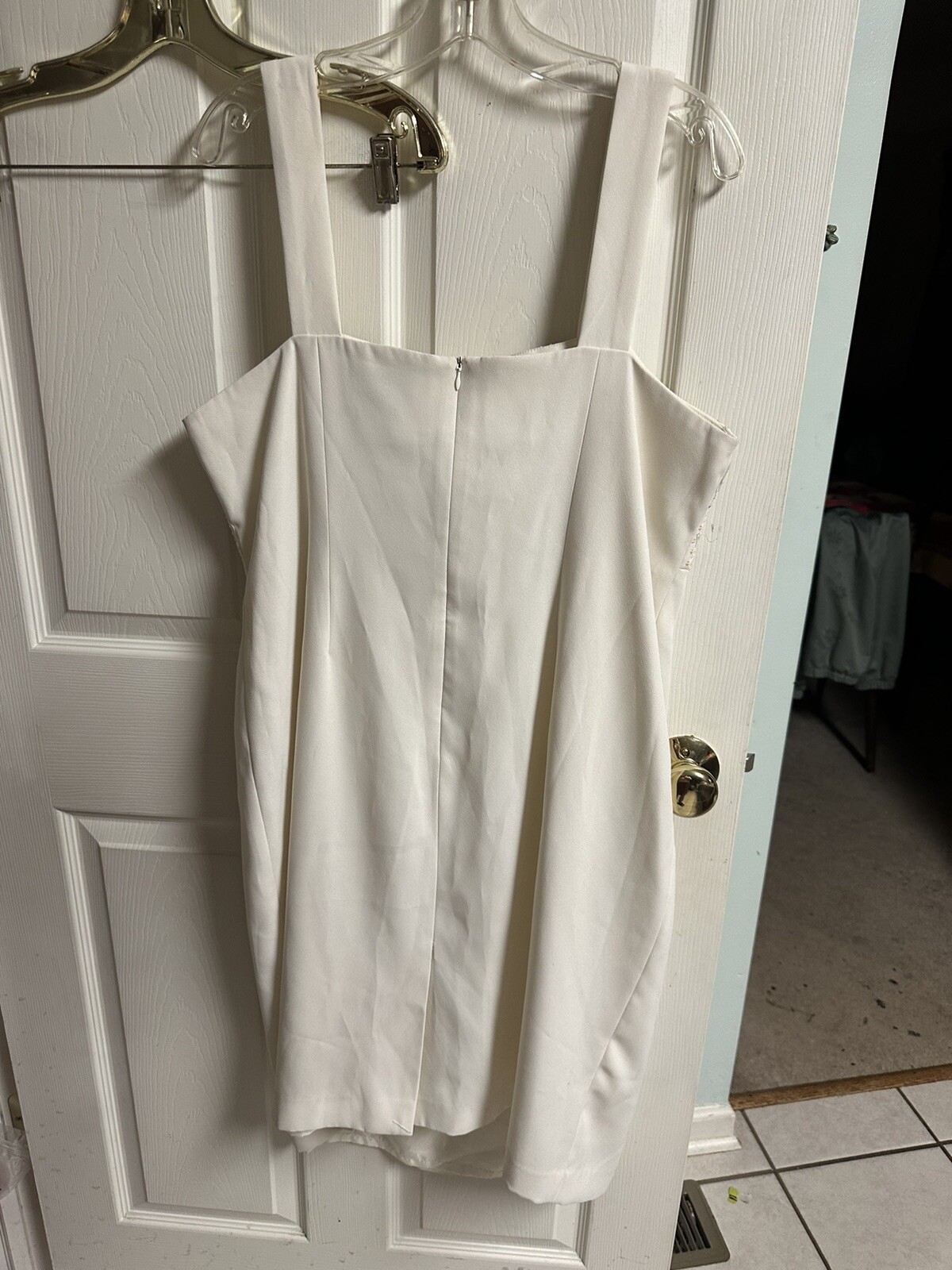 80s 90s Lori Max NY Dress White XL 16 Sleeveless Beaded Floral Cocktail XL 16
