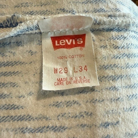 Levis 501 Vintage 80s 29×34 Striped Ghost Wash High Waisted USA