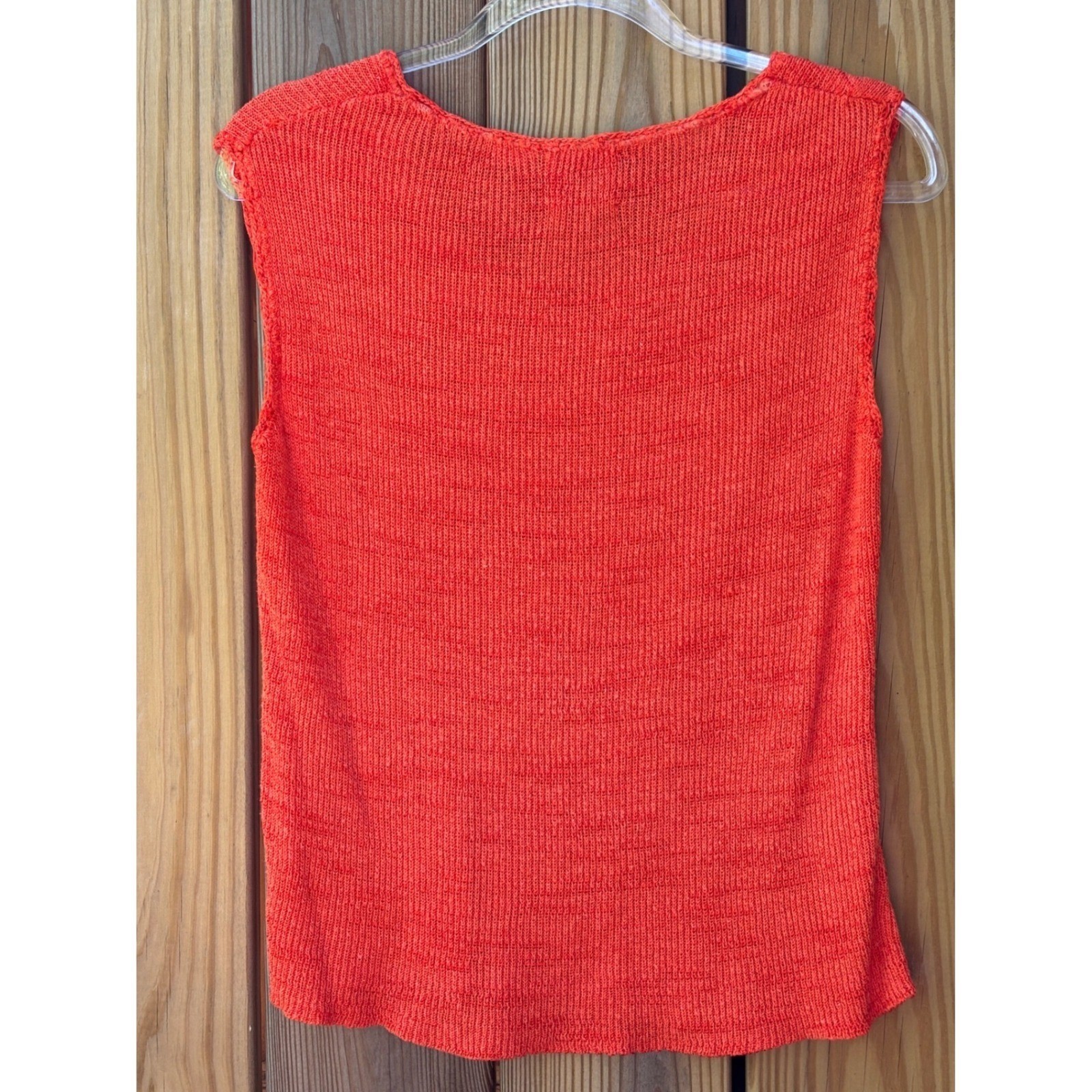 Vintage 70s Sears Junior Bazaar Orange Knit Top Made in Italy Linen Blend Large