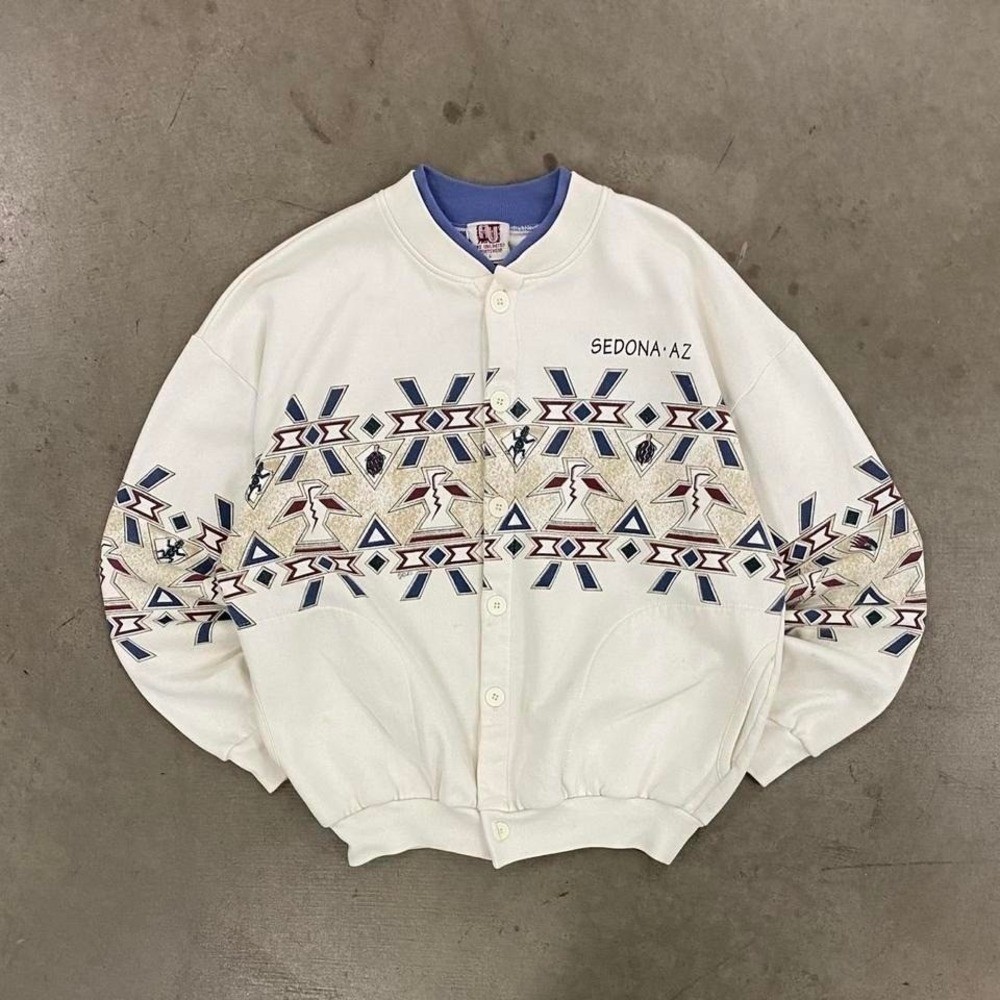 Vintage Art Unlimited Sportswear Aztec Sedona Arizona Button Up Crewneck Size L