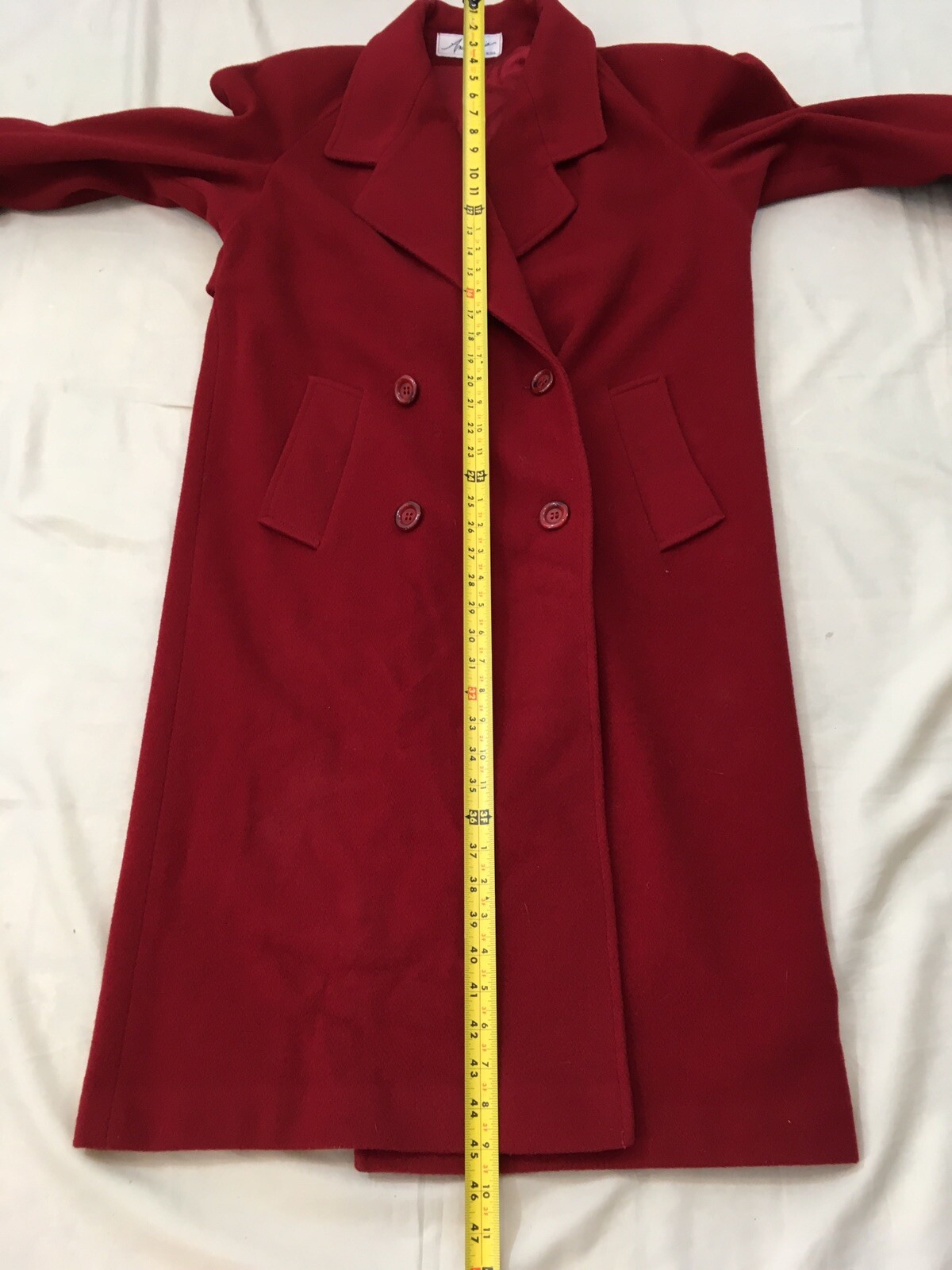 Andrea Marin sz 10 Red Avant Garde USA Made Vtg 80s Lined Wool Maxi Coat