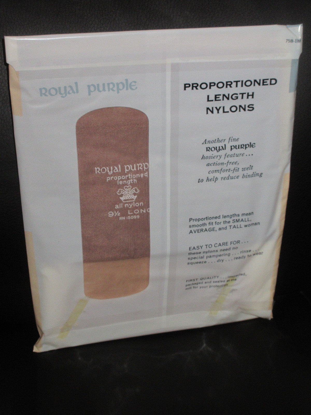 Vintage Royal Purple Hosiery Sz Sears 9.5 Short Taupette Beige Taupe STOCKINGS