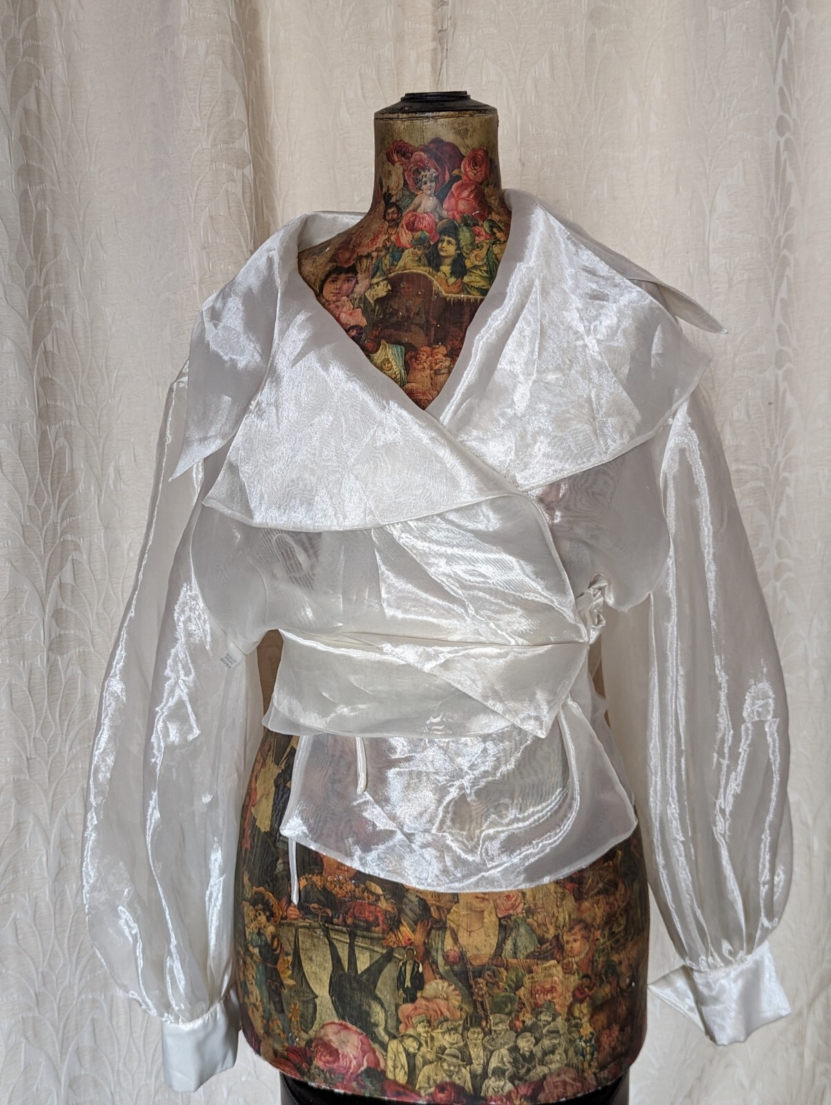 Vintage 1980s Avant Garde Designer French Sim Et Nat Sheer Balloon Sleeve Blouse