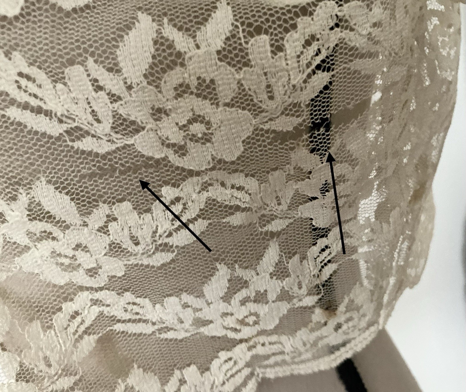 Antique Victorian Bed Jacket Floral Net Scalloped LACE~Medium~TLC~Restore~As Is.