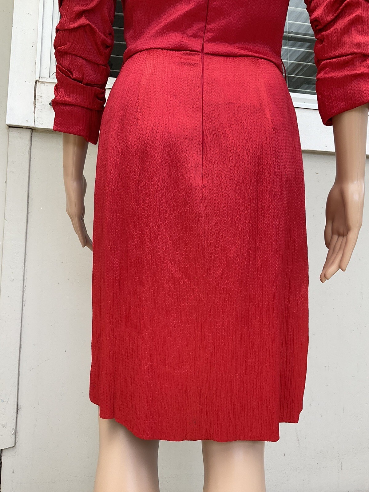 Vtg 80s Arnold Scaasi Couture Boutique Red Cocktail Short Dress