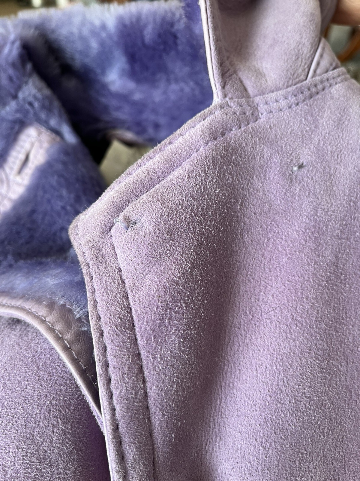 Vintage GIANNI VERSACE Purple Leather & Faux Fur Oversized Long Coat, Signed