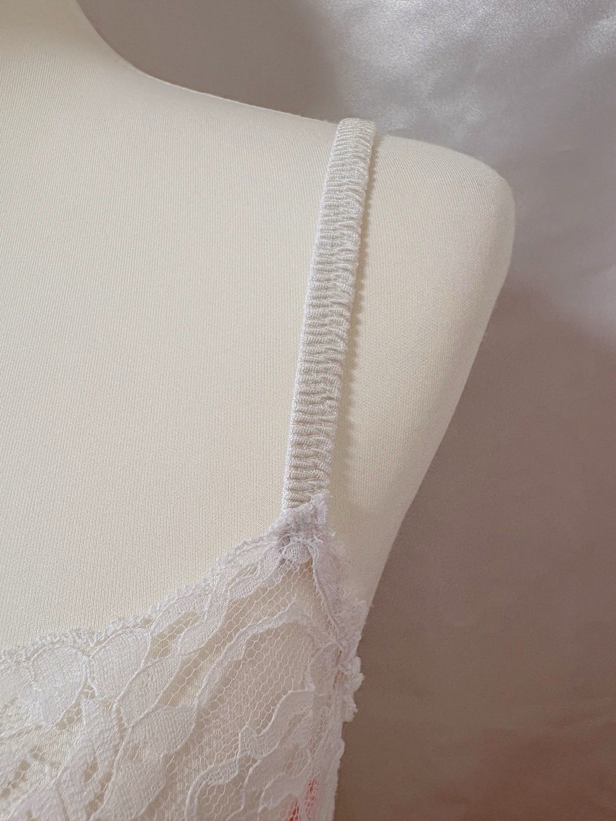 Vintage 80s Lace Pink White Lingerie Teddy Nightgown Romper Bodysuit USA Kawaii
