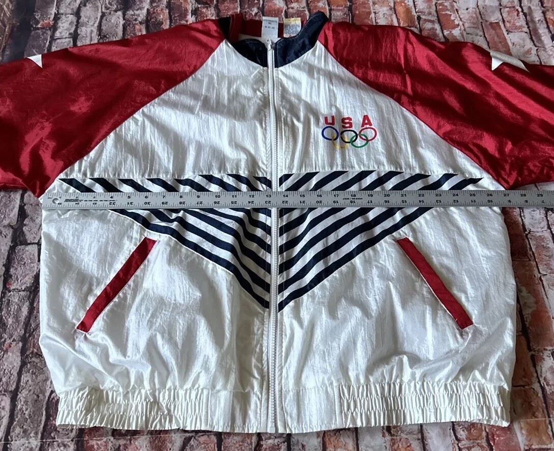 Vintage USA Olympics Full Zip Nylon Windbreaker Jacket Ladies Size 1X