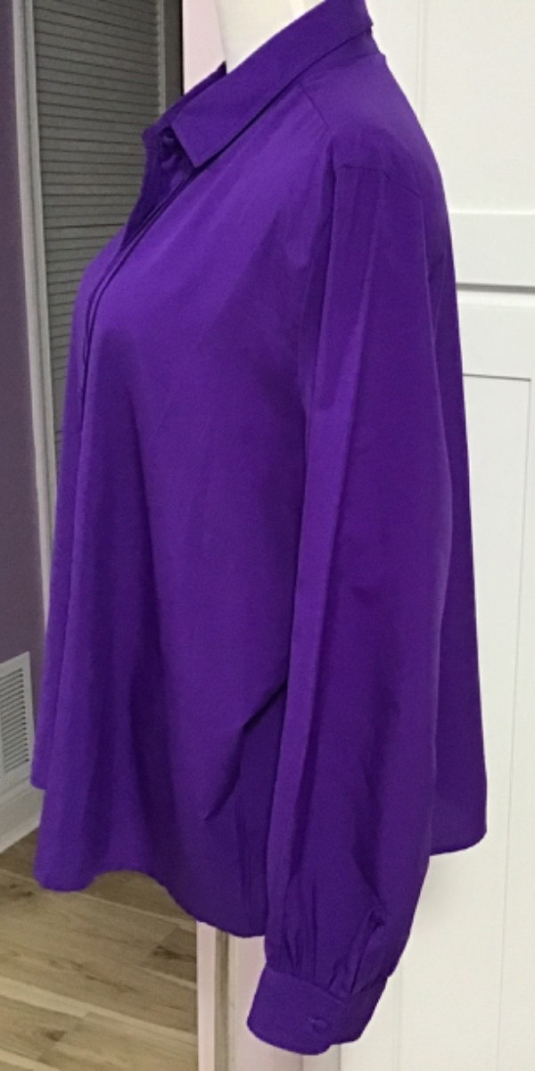 VTG Purple Blouse Shirt by Objectives for Women Buttons Up Long Sleeve Sz L/42