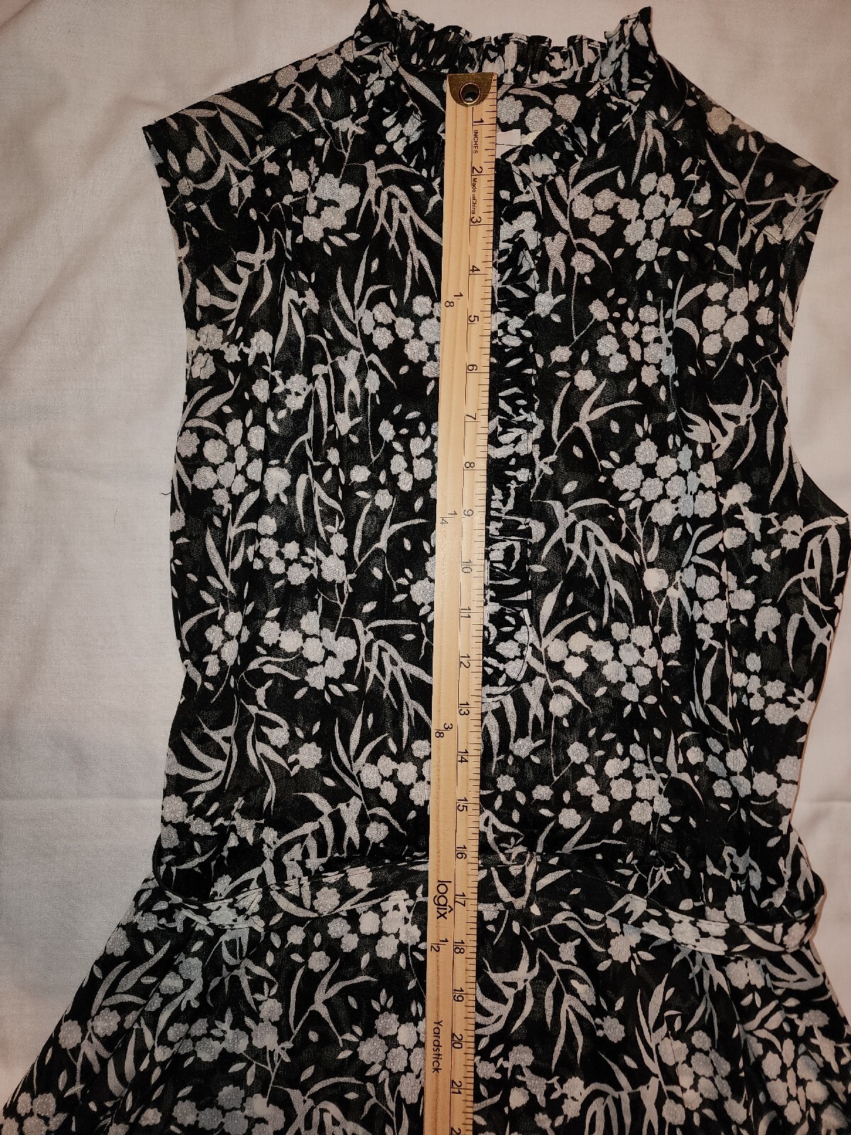 VTG Lady Carol Of New York Sheer Sleeveless Floral Black & White Dress Size 12