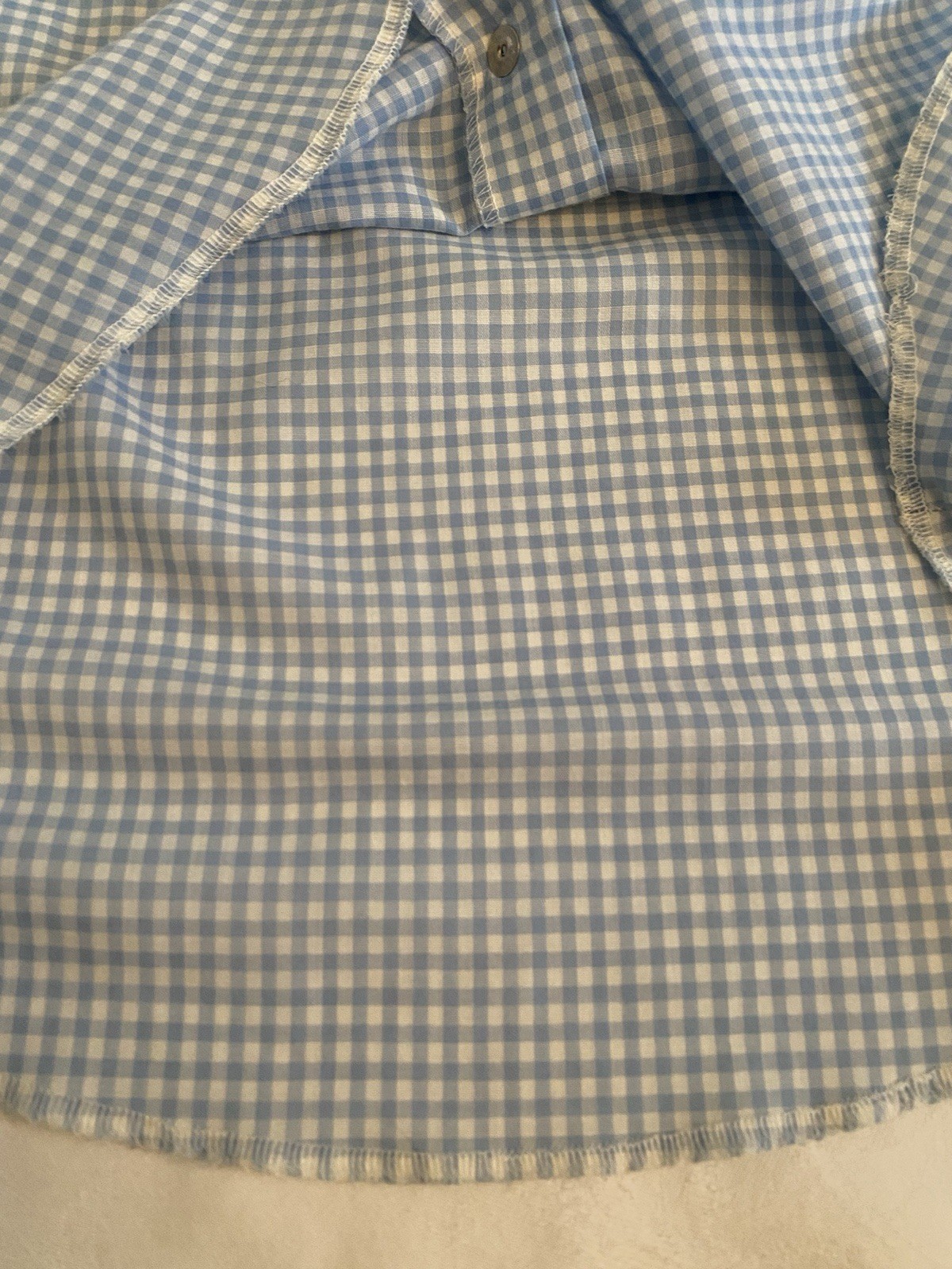 Vintage Wrangler Pearl Snap Western Shirt Womens Blue Gingham Size S Made In USA