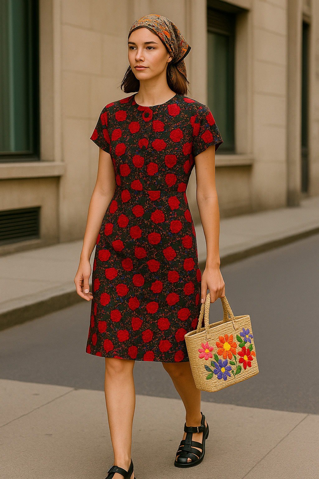 Dress M Vtg 80s Silk ART FLORAL Button Front TROPHY Sexy Secretary WEDDING GUEST