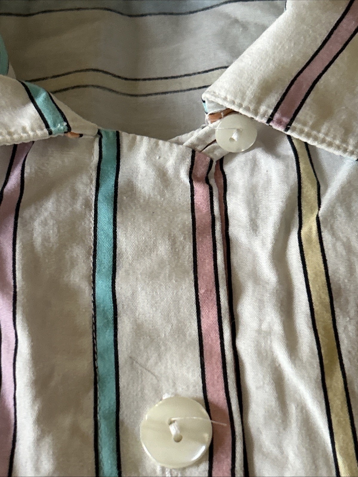 Vintage Averroe Medium Women’s Shirt 100% Cotton Striped Pastels 80’s Candy Vibe