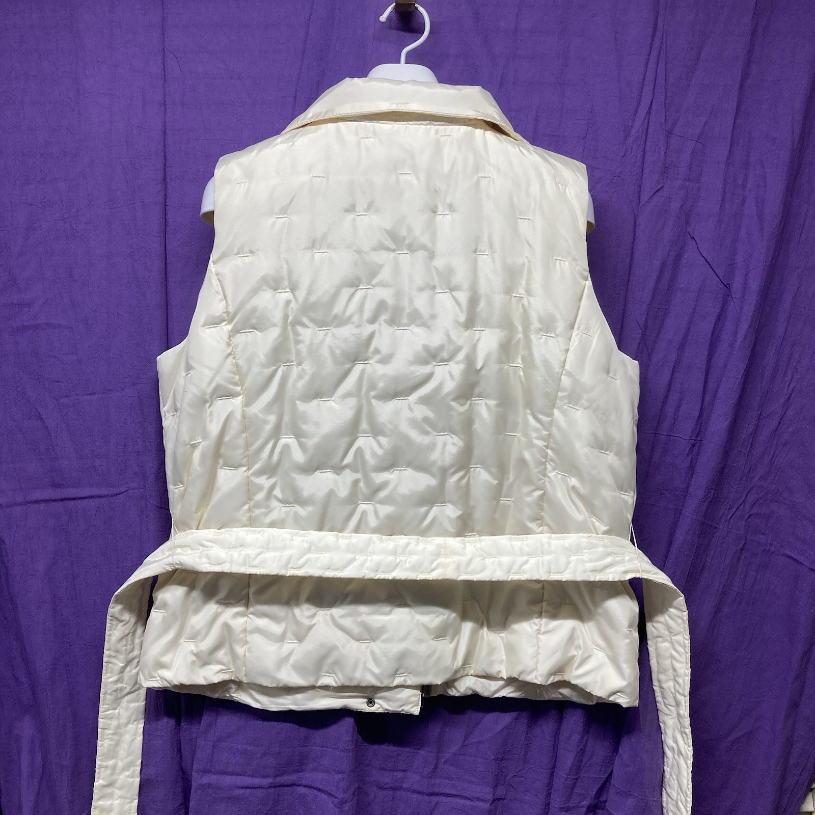 Puffer Belted Vest, 1X, Quilted, Talbots Brand, NWT, Vintage, Down Filled, Ivory