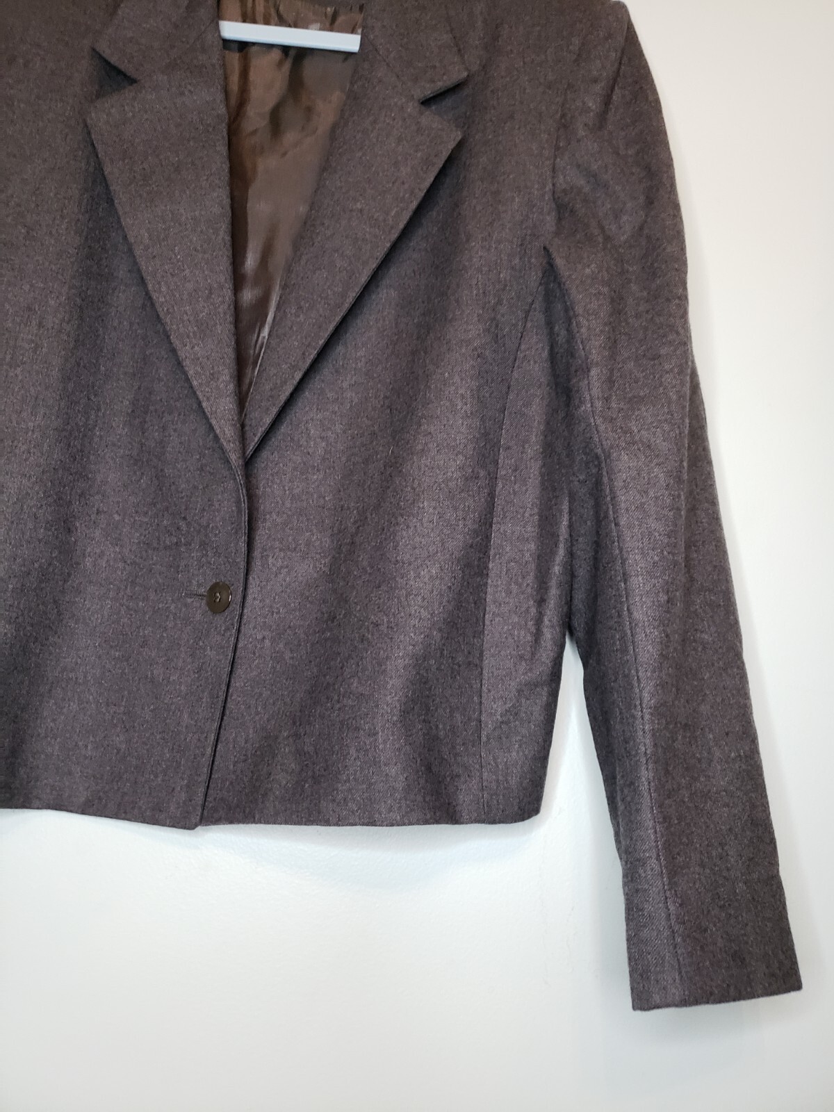 Vtg David Brooks Womens 14 Blazer 100% Pure Wool Gray Winter Fall Office Classic