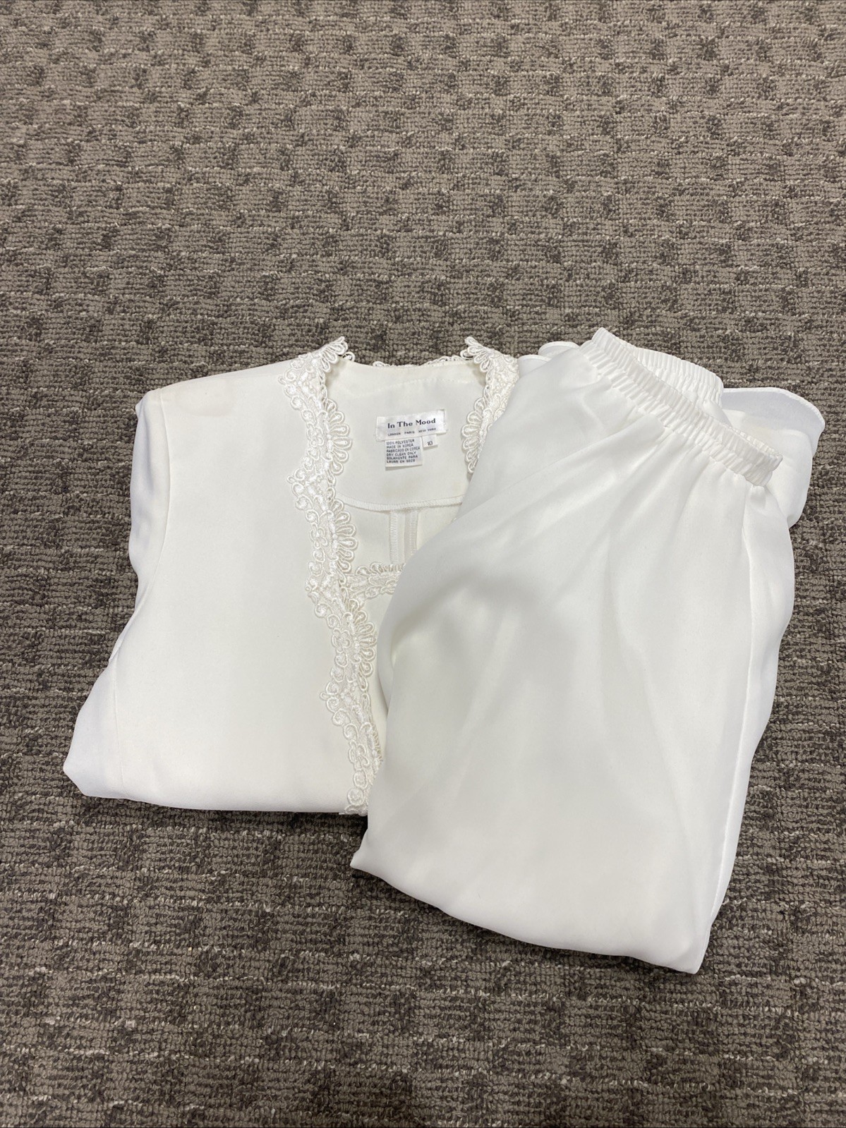 Vintage In The Mood Ivory Jacket And Skirt Suit Set Lace Detail Wedding Size