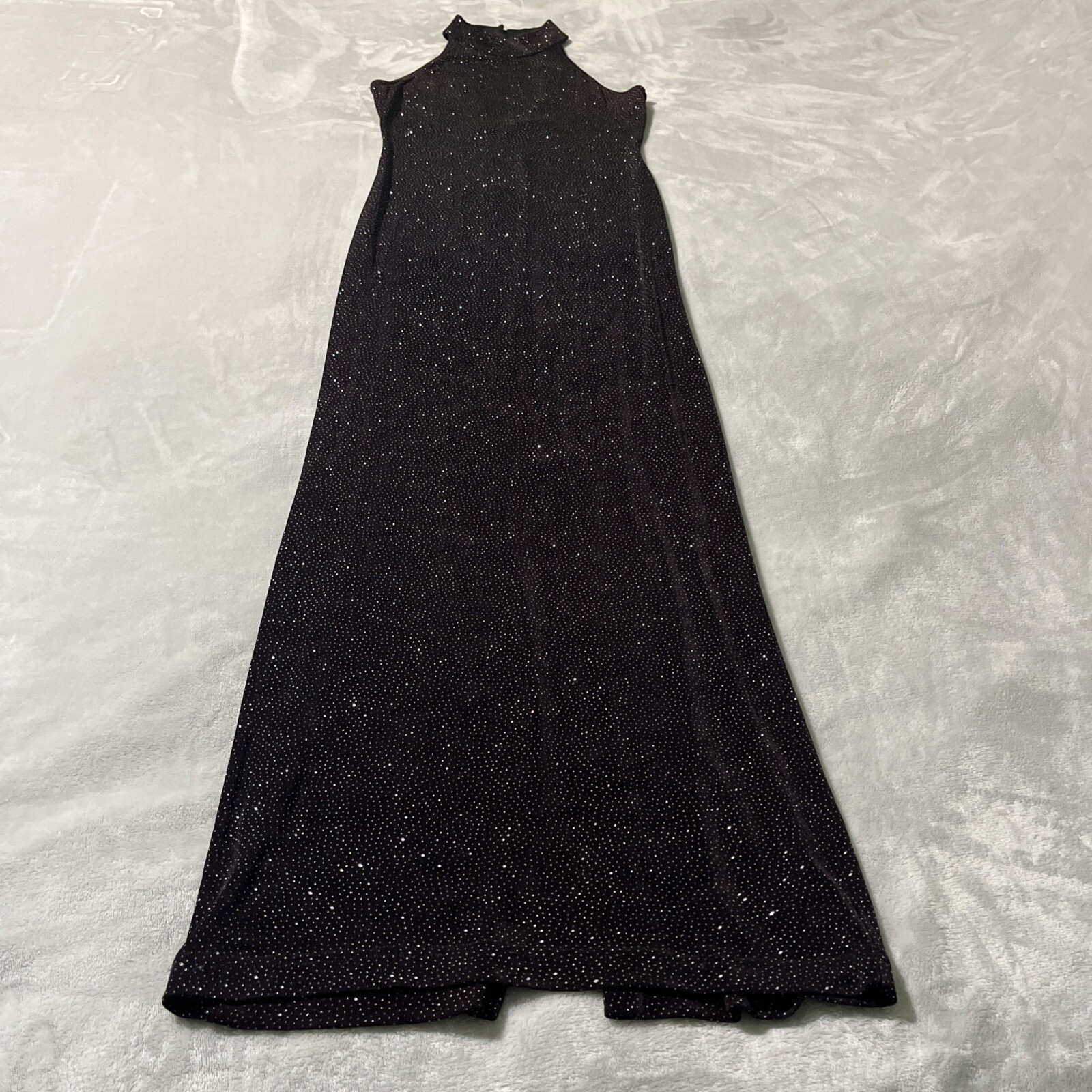 Roberta Vintage Burgundy Maxi Dress Size Medium Slinky Semi Sheer Full Length