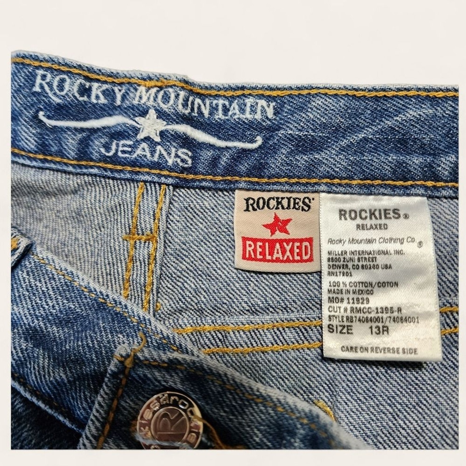 Rockies High Rise Relaxed Jeans 13R Straight Leg Medium Wash Western Y2K Mom Fit
