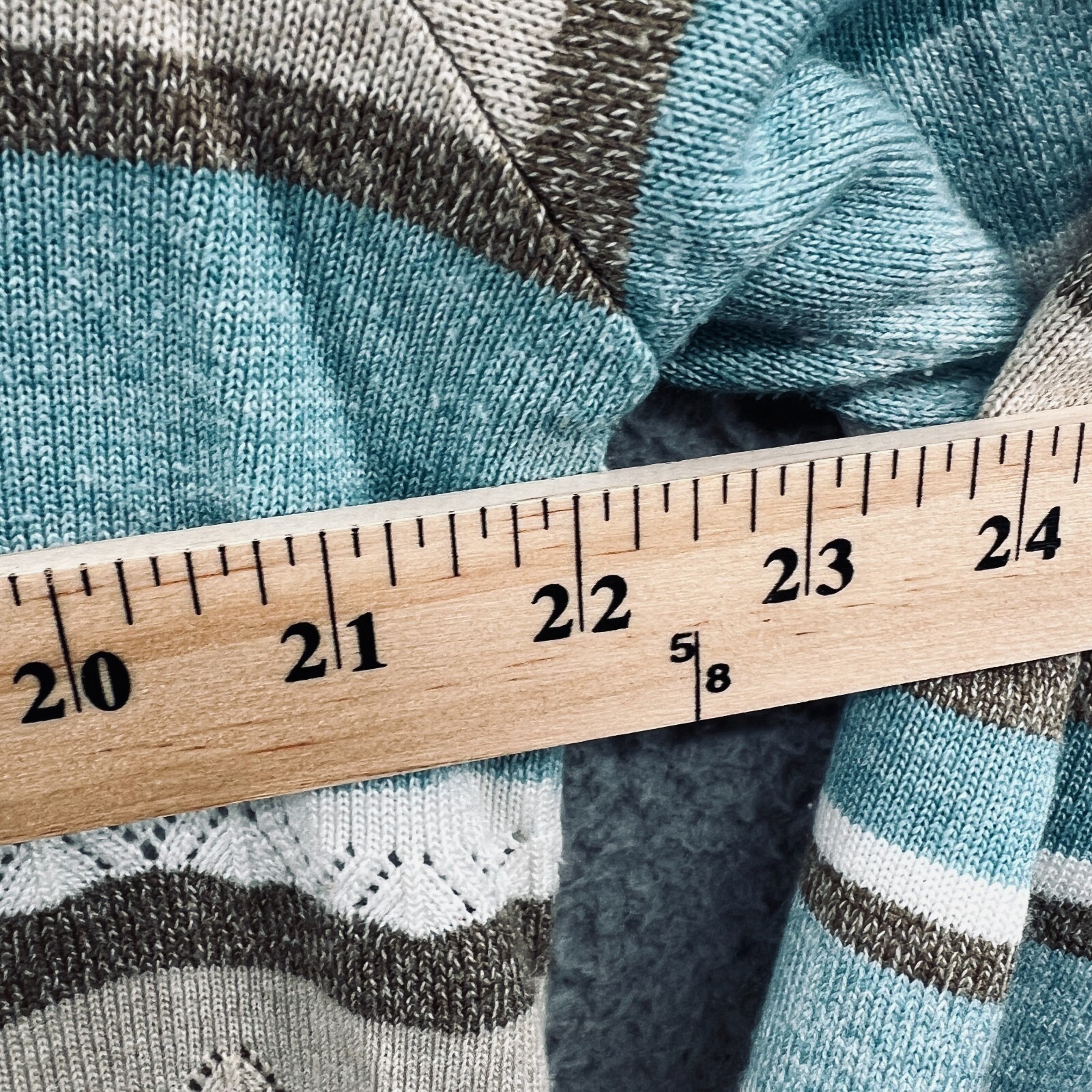 Vintage Women Knit Pullover Sweater L Geometric Stripe Coastal Minimalist Casual