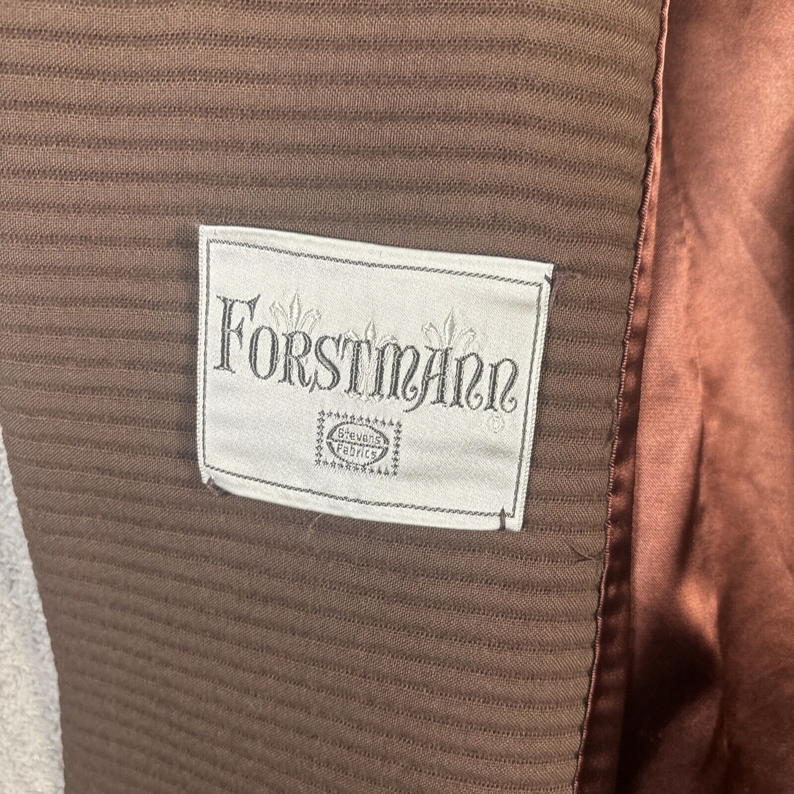 Vintage Forstmann Long Pea Coat Fur Collar Brown Double Breasted Mob Wife Duster