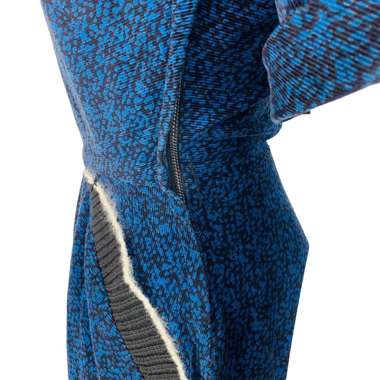 Vintage 1950s Blue Corduroy Dress Speckled Batwing Winter Turtleneck Minx Modes