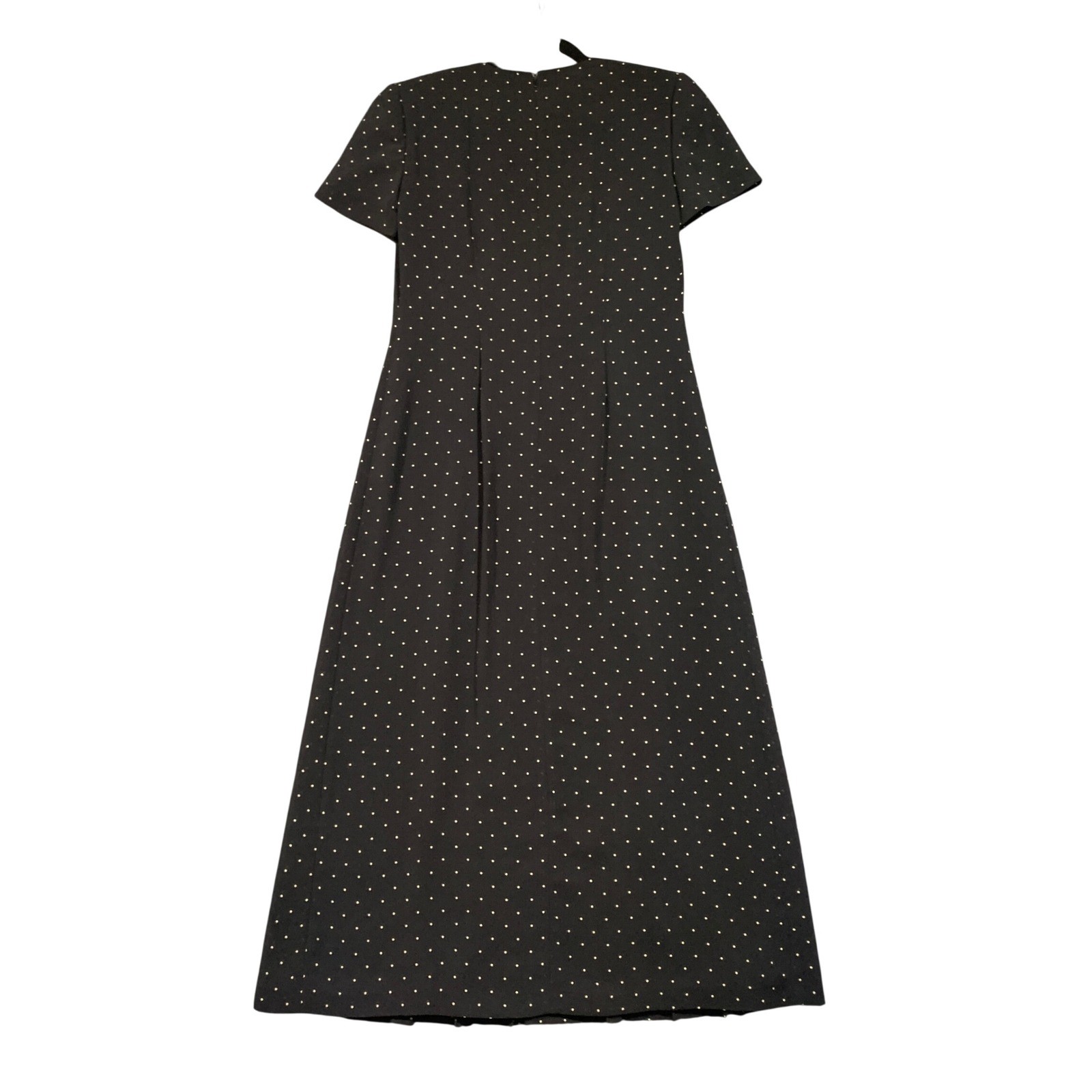 Cynthia Howie for Maggy Boutique Polka Dot Maxi Dress Black Pearl Buttons Size 8