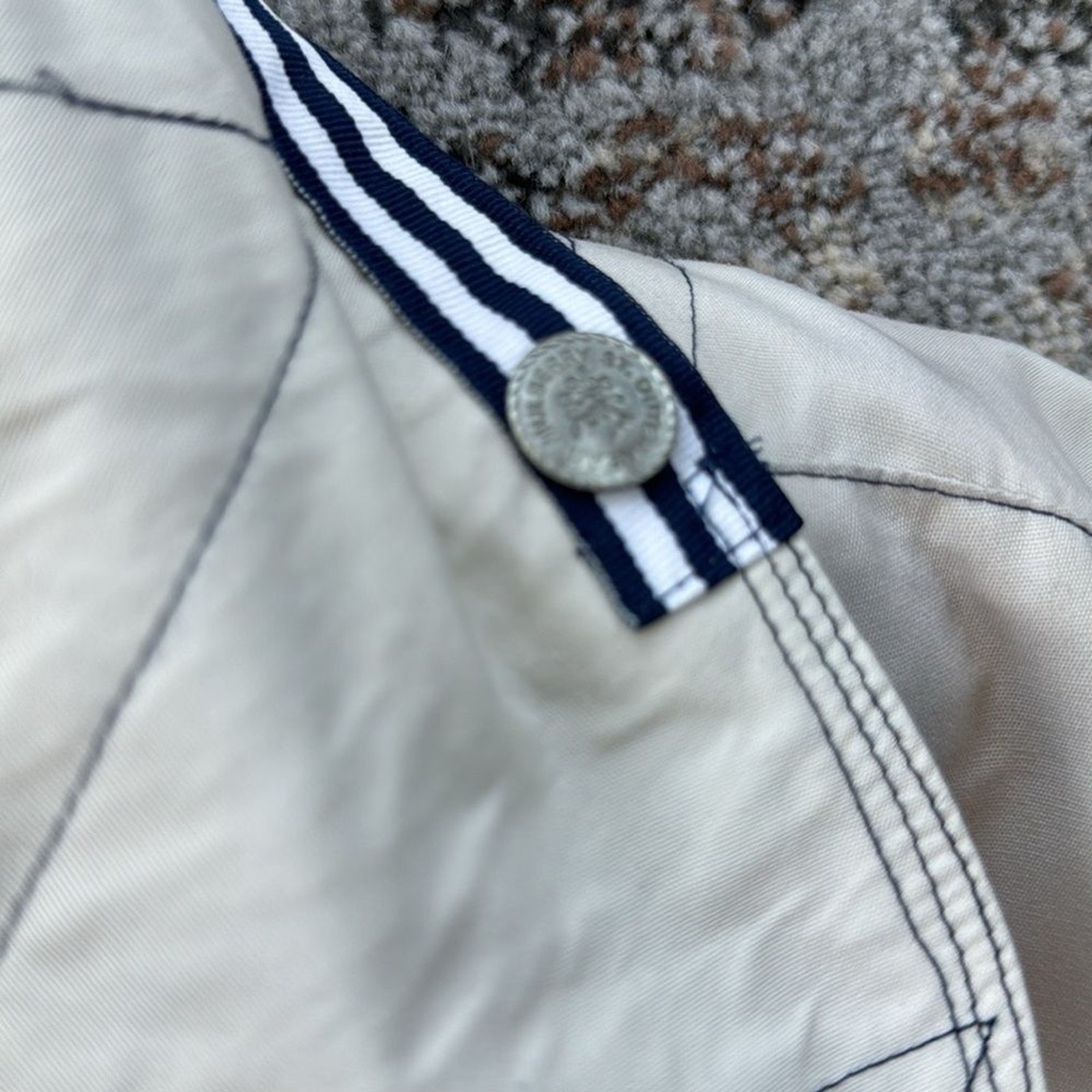 Vintage Mullberry Street Nautical Jacket Cream Navy Medium