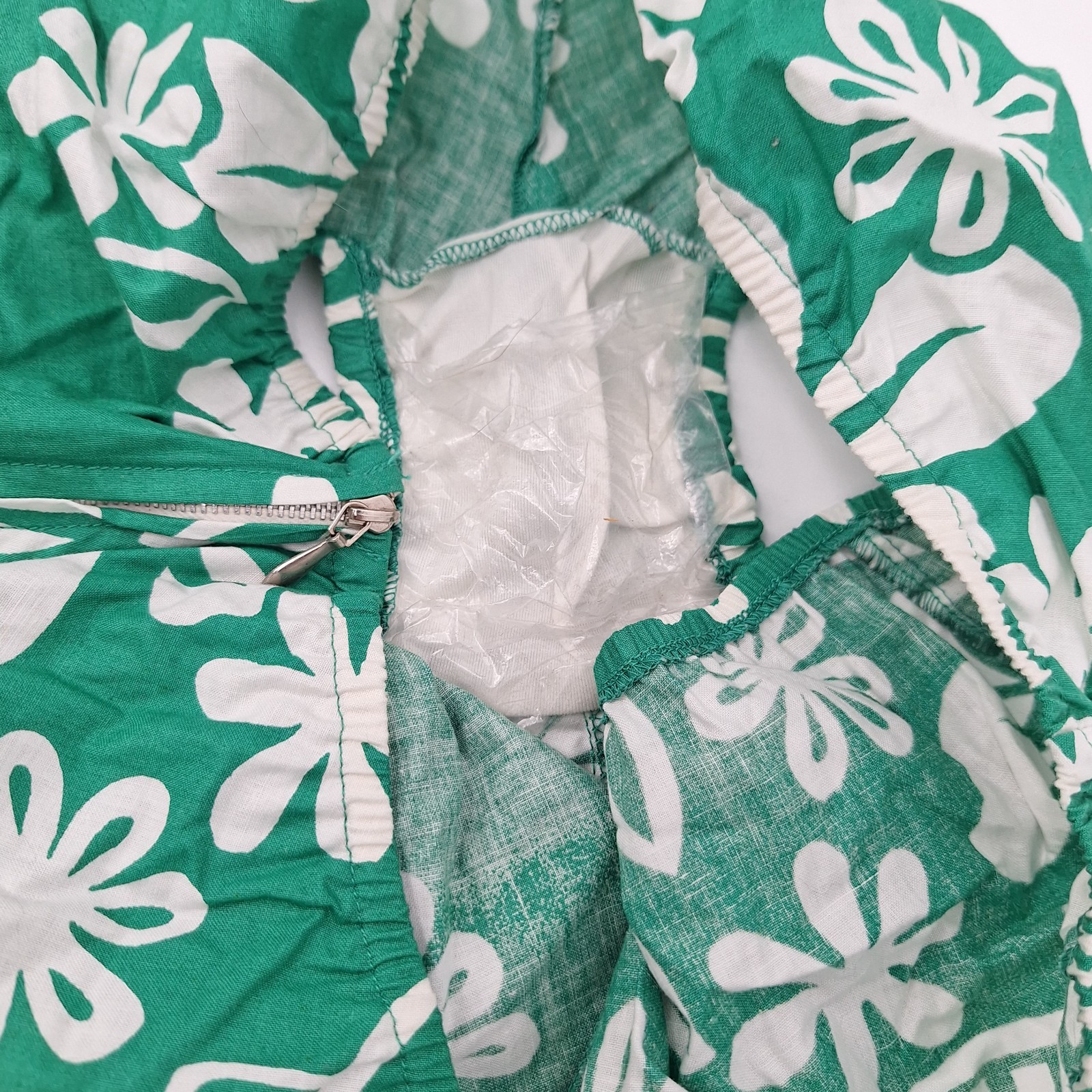 Vtg Green Bikini Retro 3 Pc Set Bathing Suit Mid Century Swimsuit Tropical