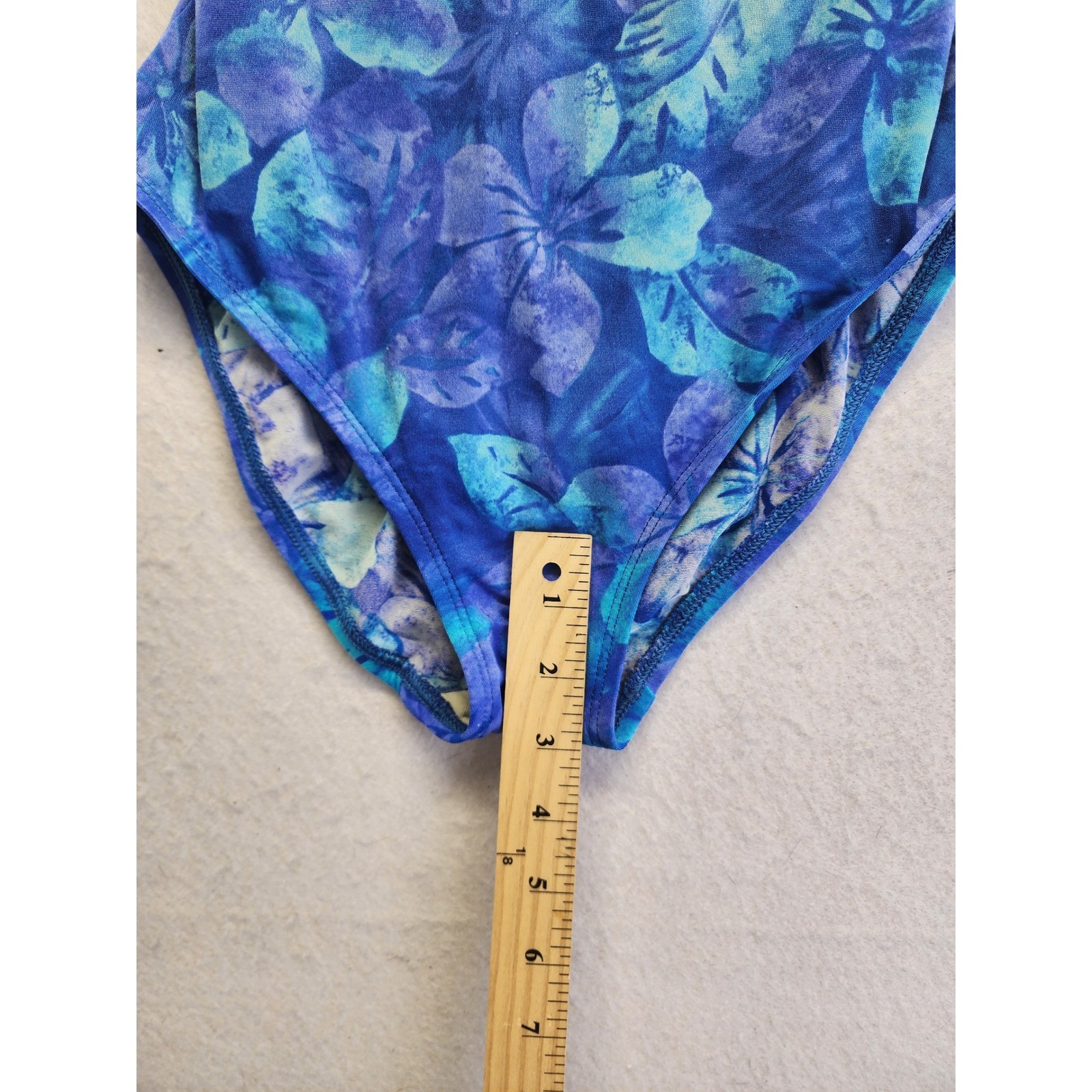 Cole of California Womens Vintage Floral One Piece Swimsuit Blue Purple Size 8