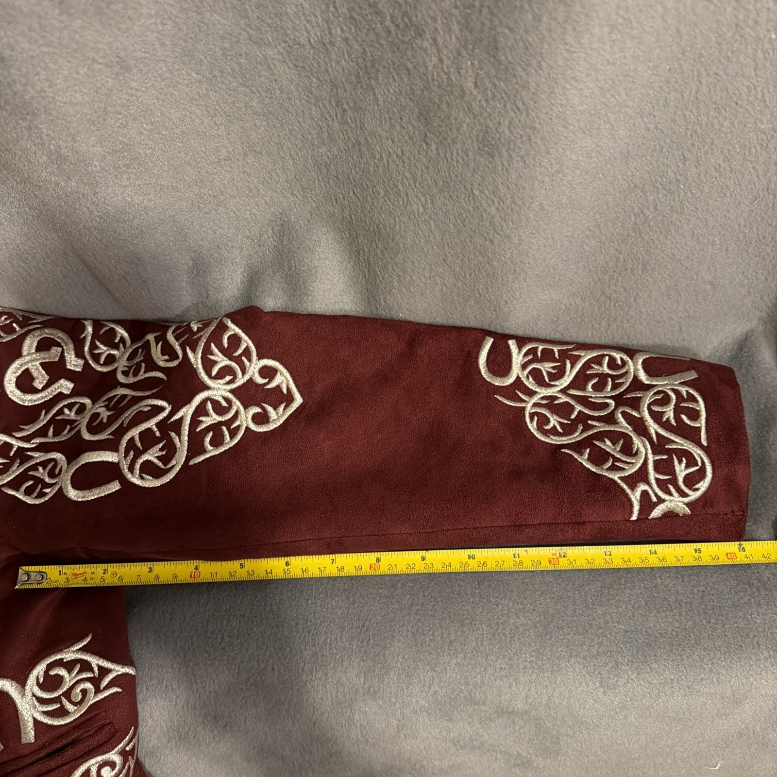 Mexican Embroidered Mariachi Jacket Coat XS Burgundy