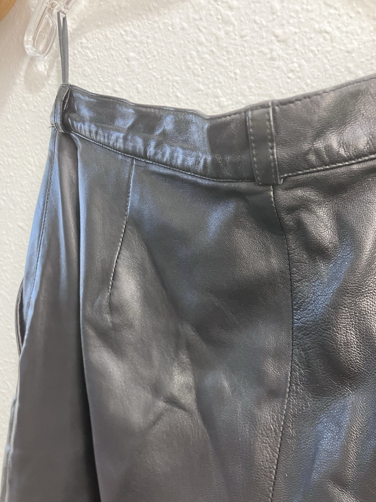 Vintage Leather Pants 14 Black High Waisted Tapered Leg 30×29