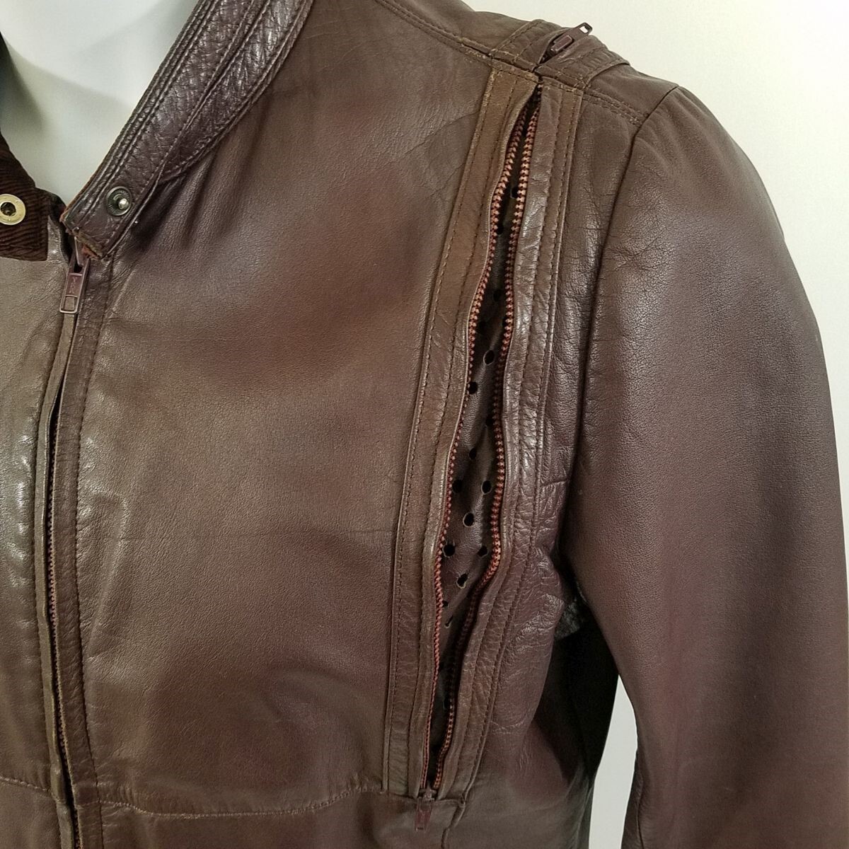 Vtg Womens Size 40 Yamaha Brown Wine Leather Moto Jacket & Liner Hein Gericke