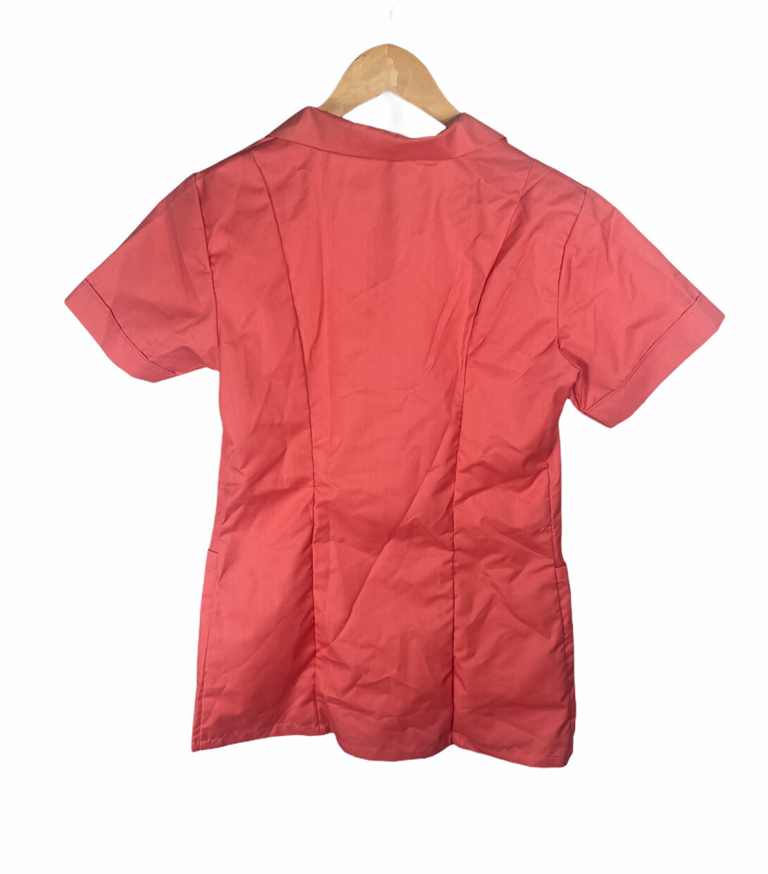 Vintage 70s Fashion Seal Shane Collared 2 Pocket Peach Nurse Scrub Shirt Size 14