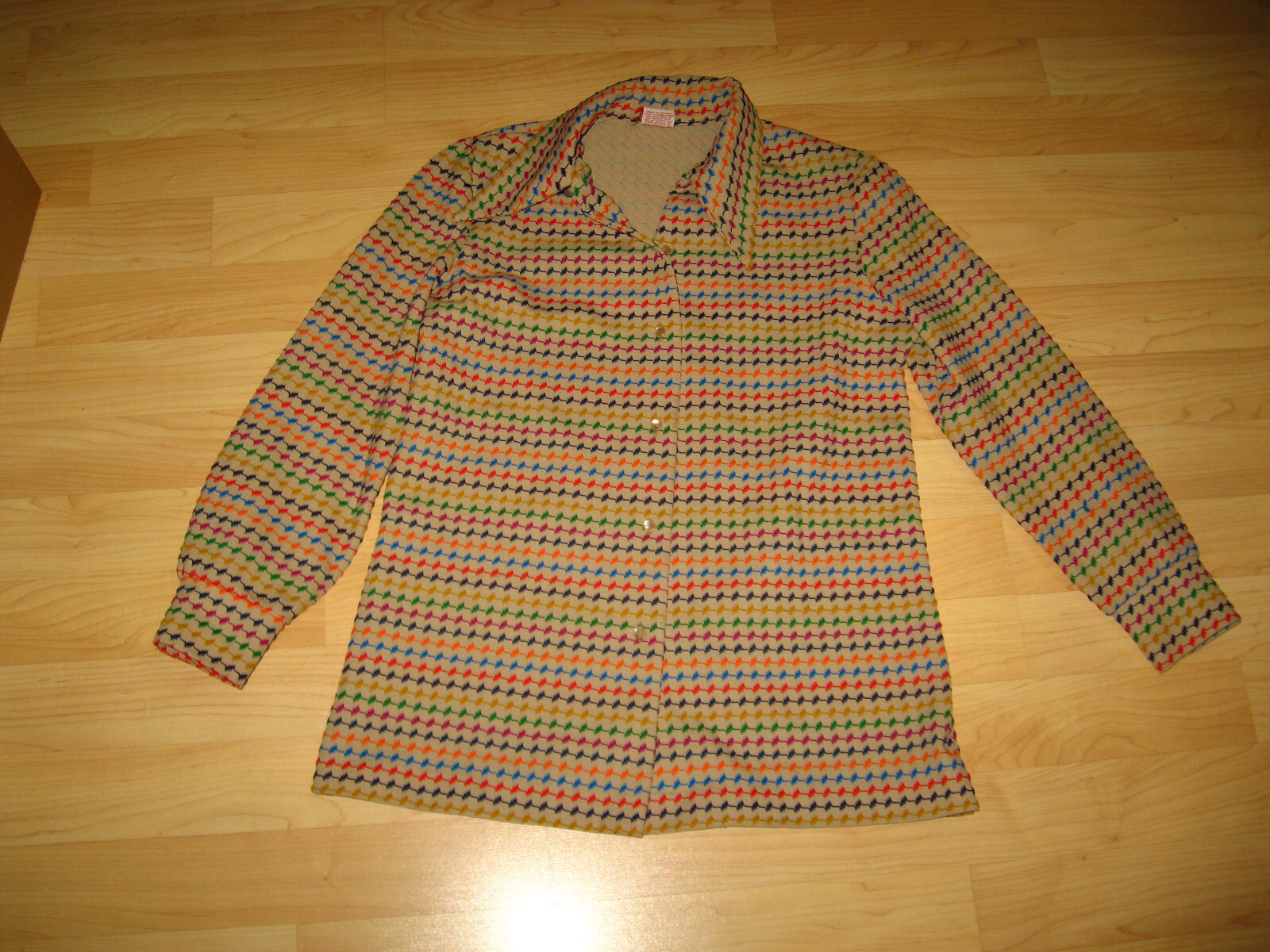 Graff Californiawear Women’s 1970’s Jacket Large – Beige & Rainbow Polyester