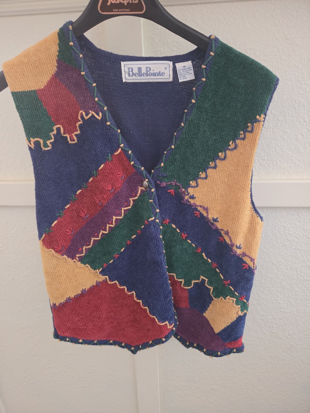 Vintage Belle Pointe Sweater Vest womens sz Medium Zigzag Casual Vest
