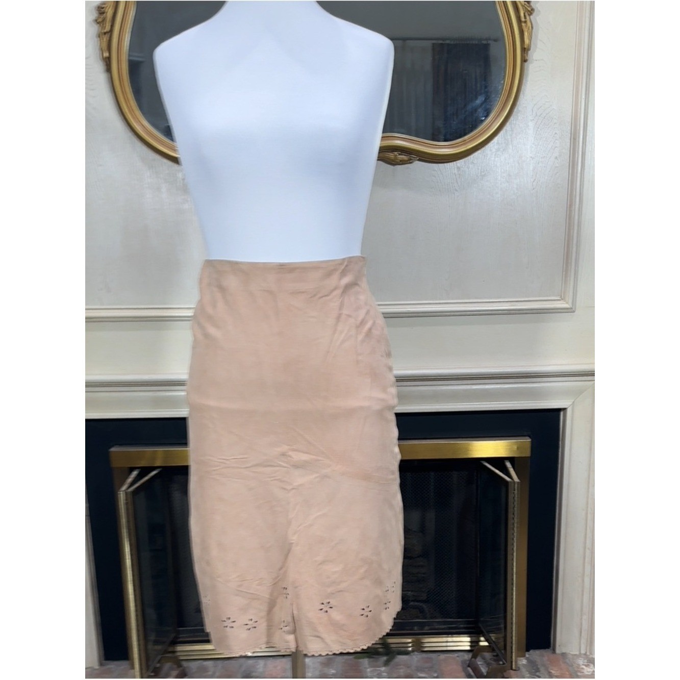 The Wrights Vintage Skirt Size 6 Tan Suede Boho Coastal Grandmother Western