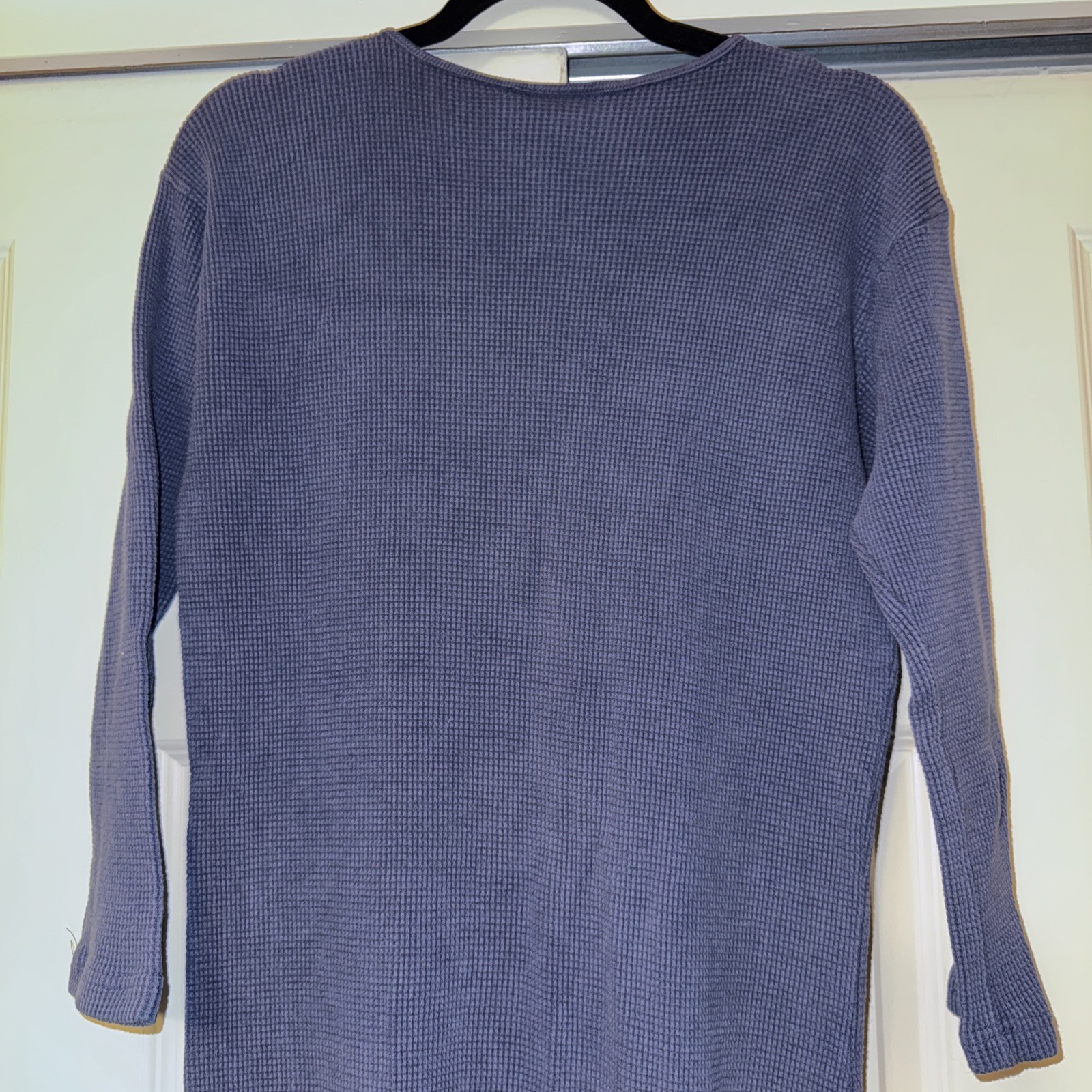 Liz & Jane Indigo Blue Cotton Maxi Dress MEDIUM waffle style long sleeves Y2K