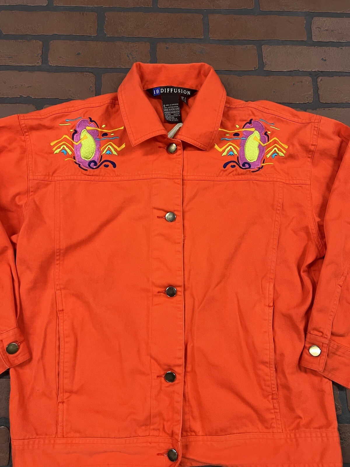 Vintage IB Diffusion Jacket Abstract Geometric 90s 1992 Sz8 Orange