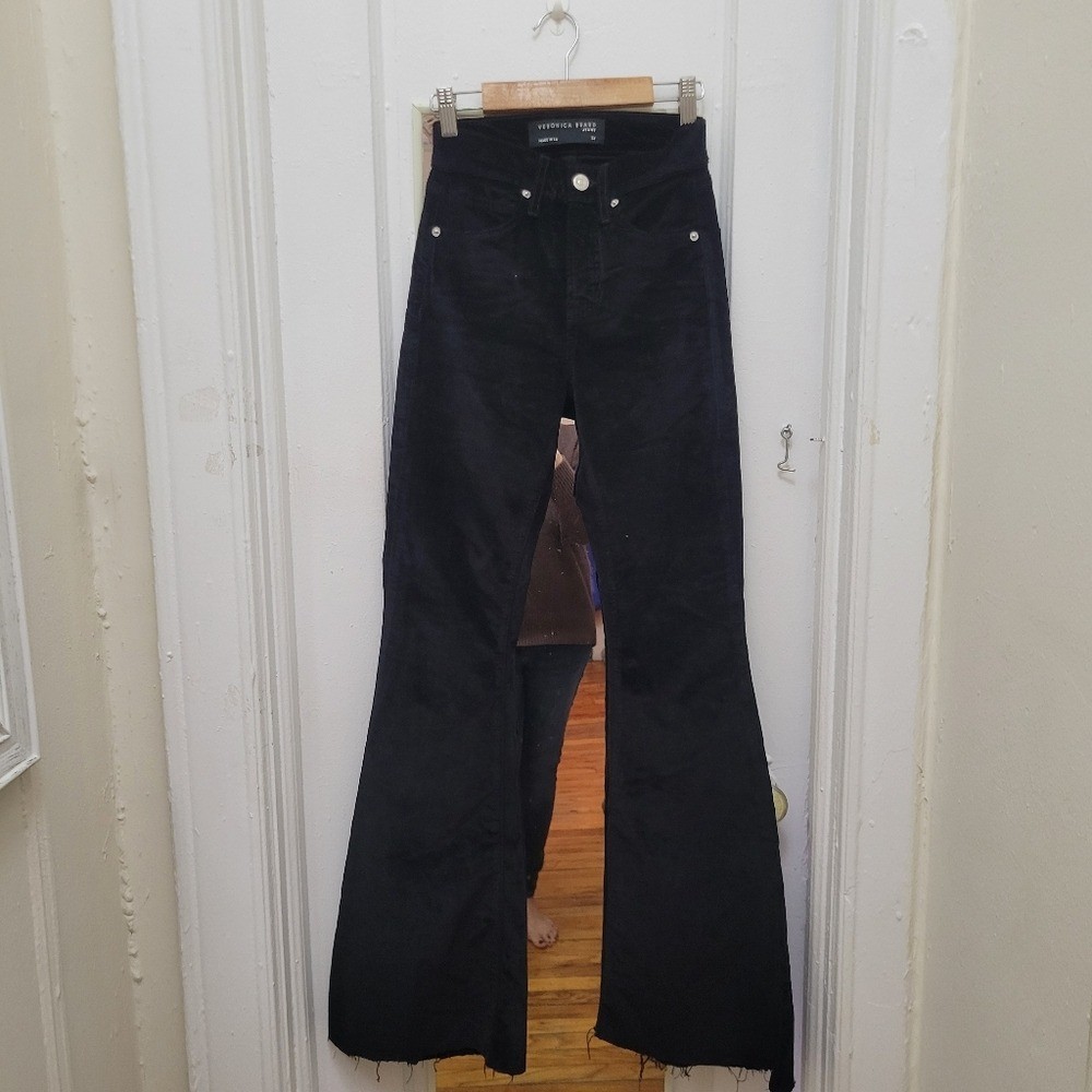 Veronica Beard Sheridan Blk Velvet Exaggerated Flare Pants 24/00 EUC