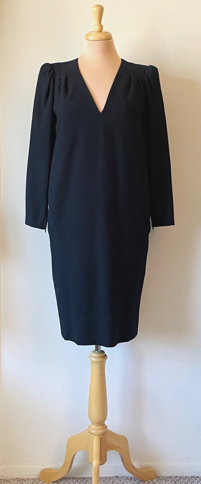 Vintage Nina Ricci Boutique Bloomingdales Size 38 US 8 Black Wool Dress